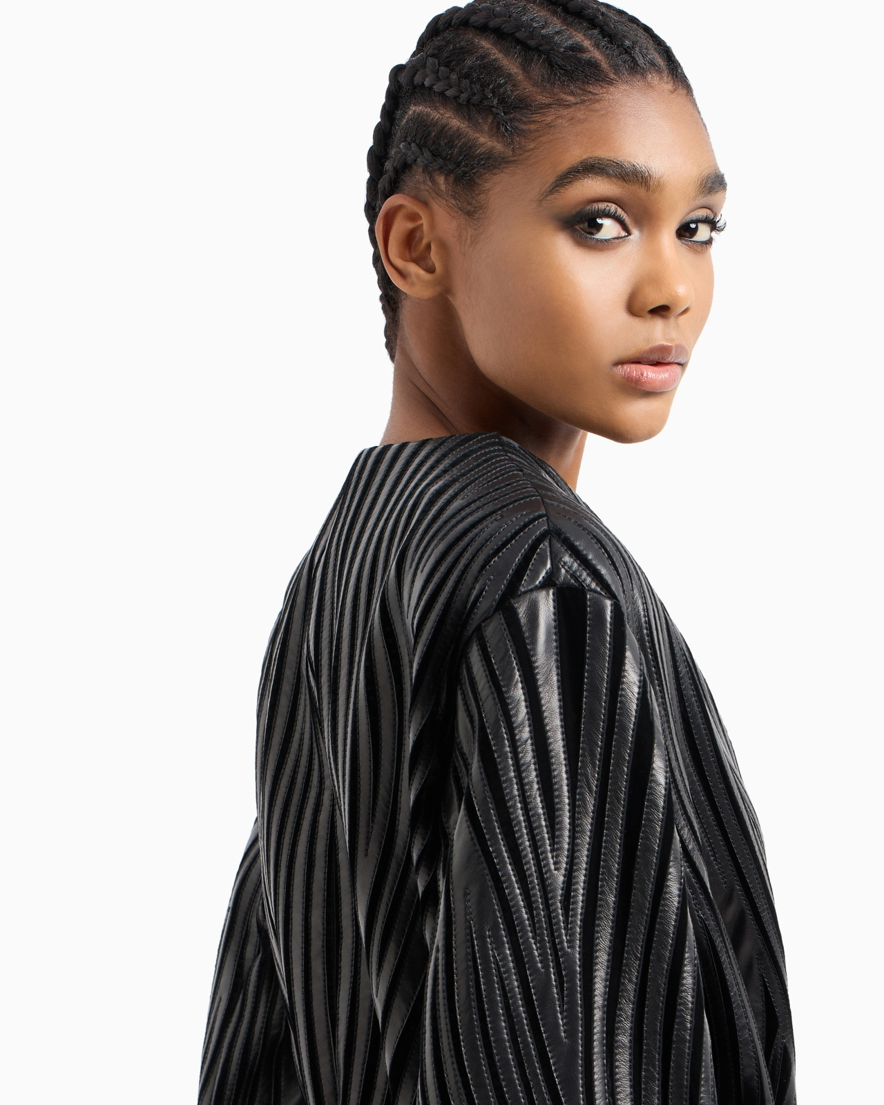 EMBROIDERED NAPPA LEATHER AND VELVET COAT - 5