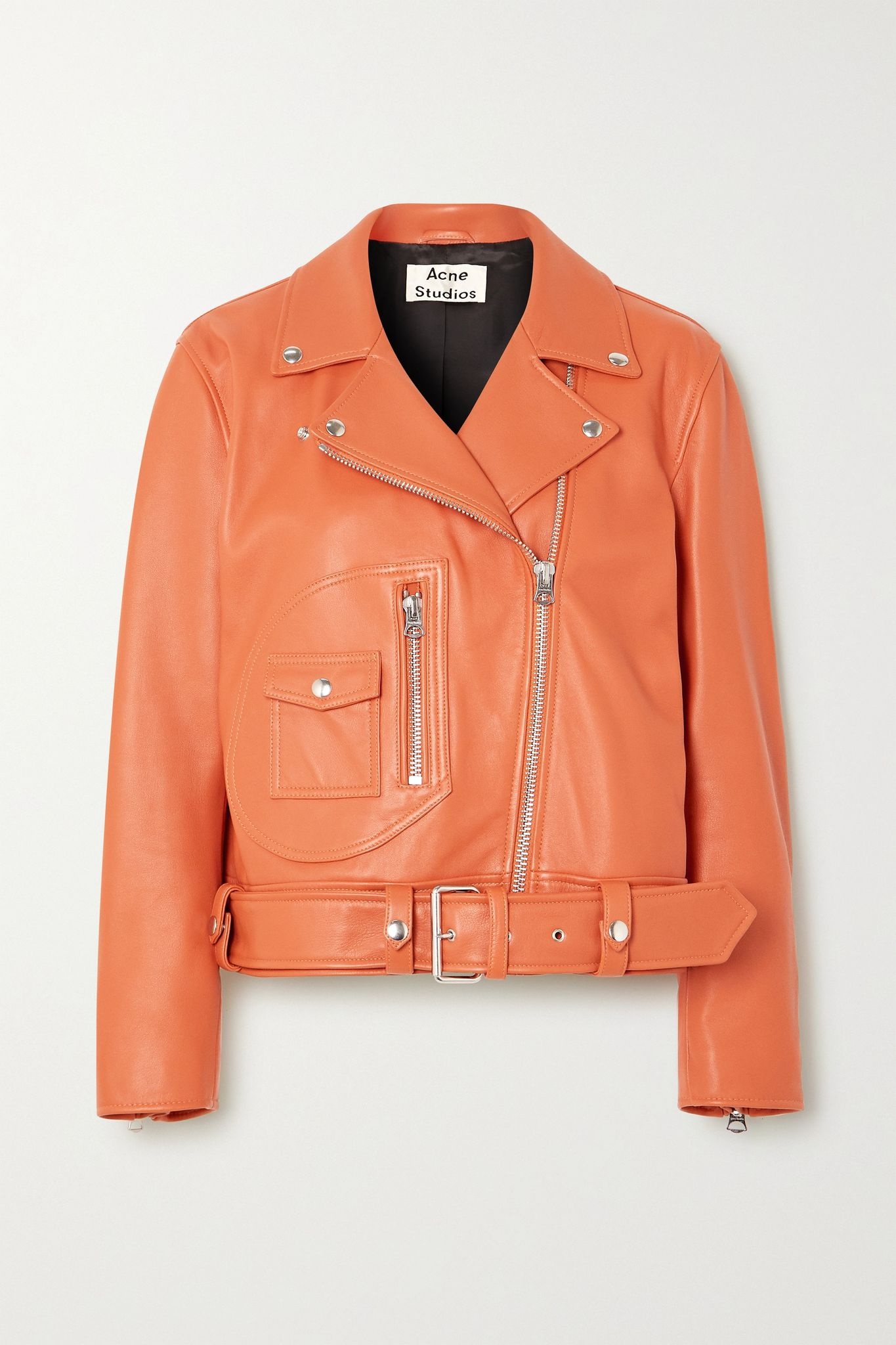 Leather biker jacket - 1