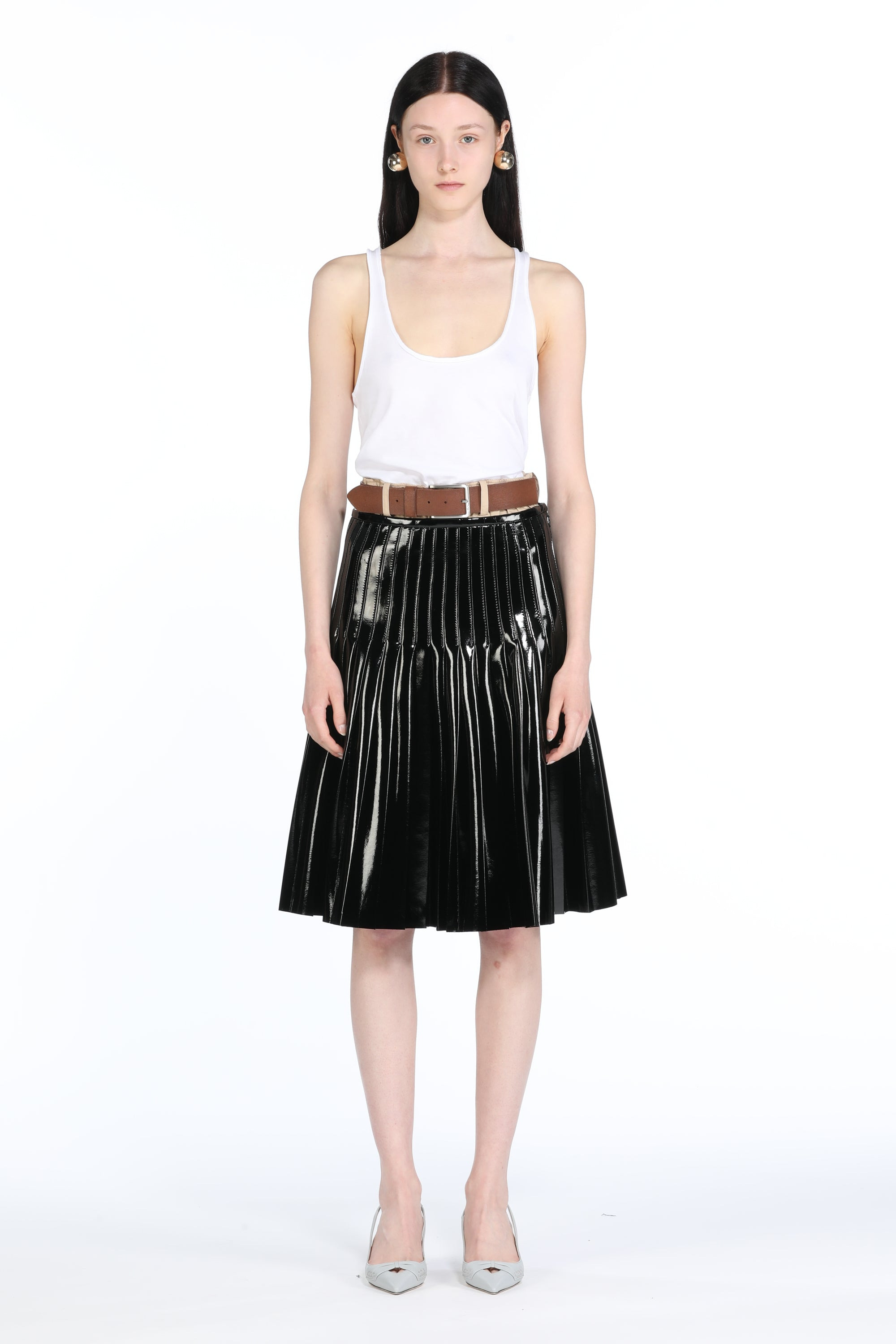 PLEATED FAUX-LEATHER SKIRT - 4
