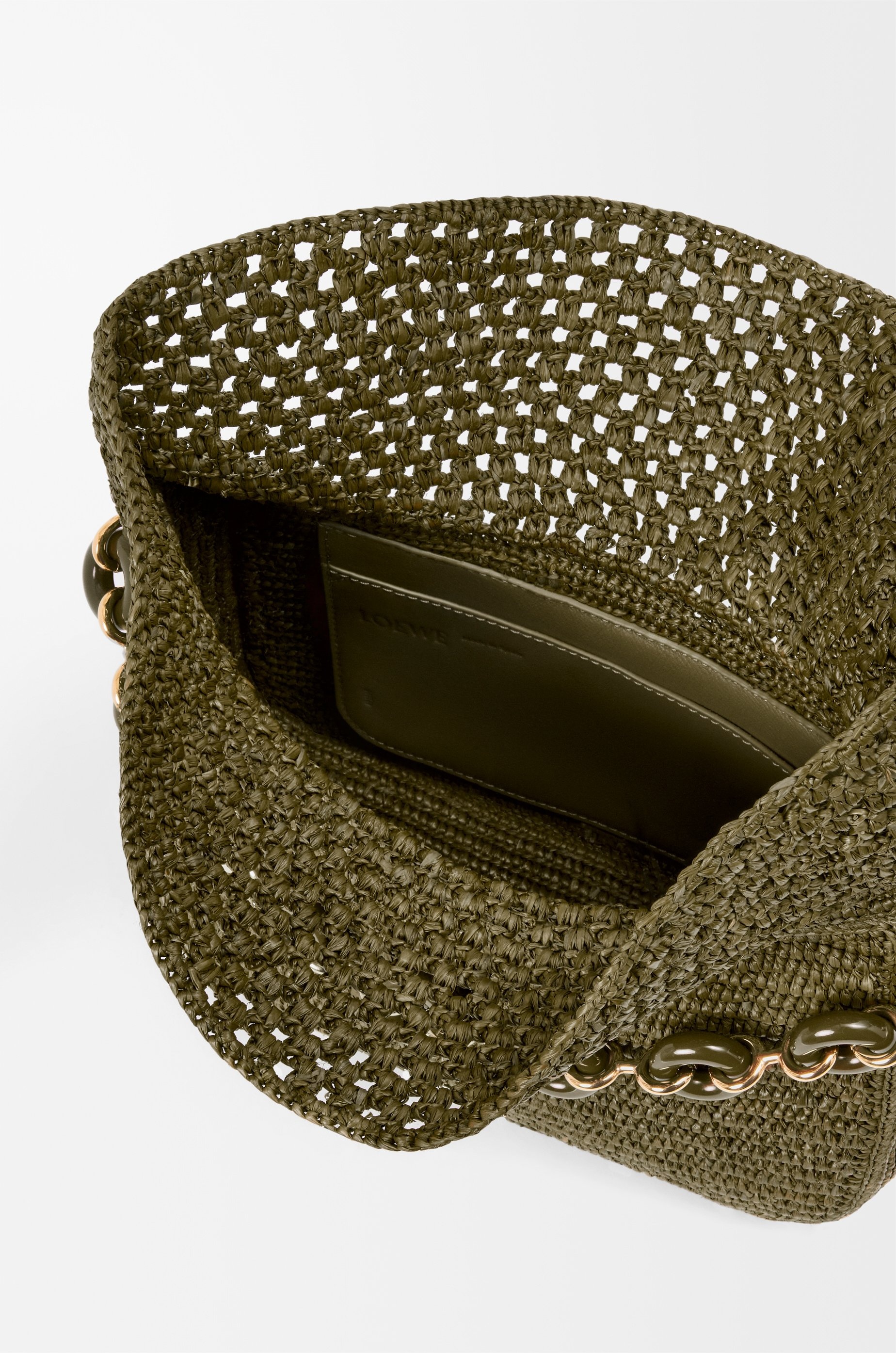 Medium Ola bag in raffia and calfskin 10