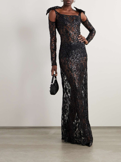 NINA RICCI Bow-embellished cutout sequined lace gown outlook