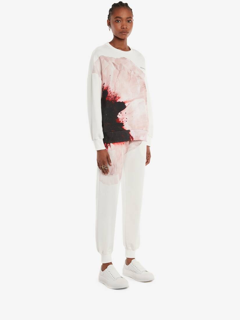 Anemone Print Sweatshirt in White/pink - 3