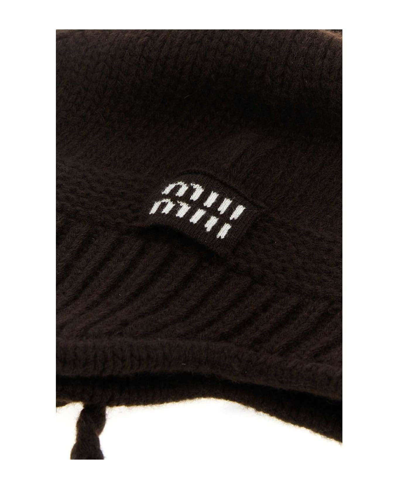 Dark Brown Wool Blend Beanie Hat - 2