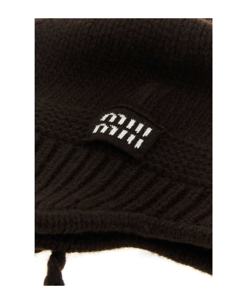 Miu Miu Dark Brown Wool Blend Beanie Hat outlook