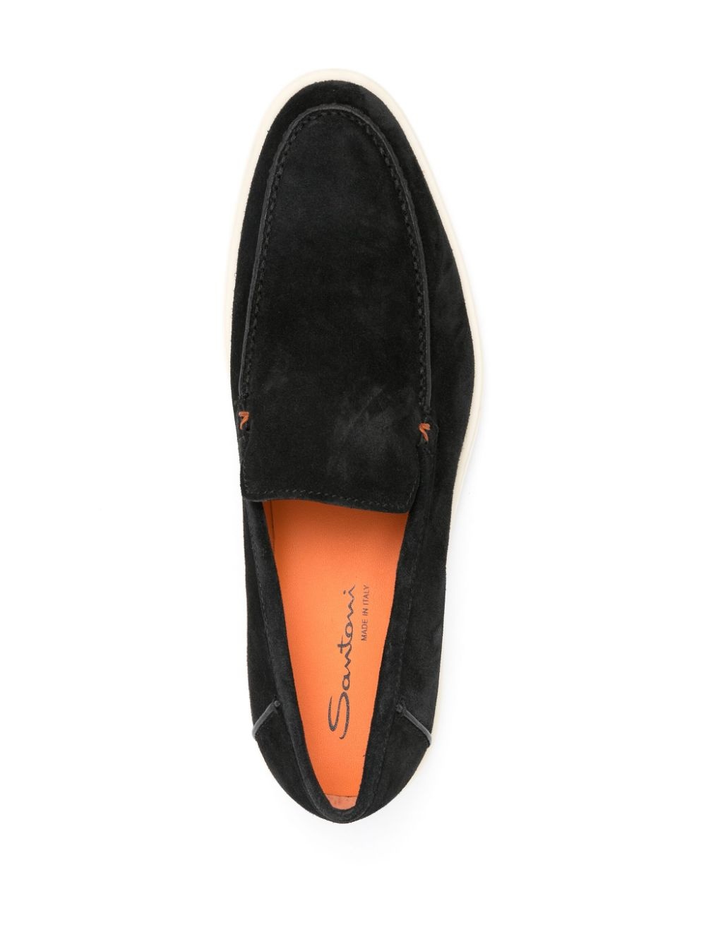 contrast-stitching suede loafers - 4