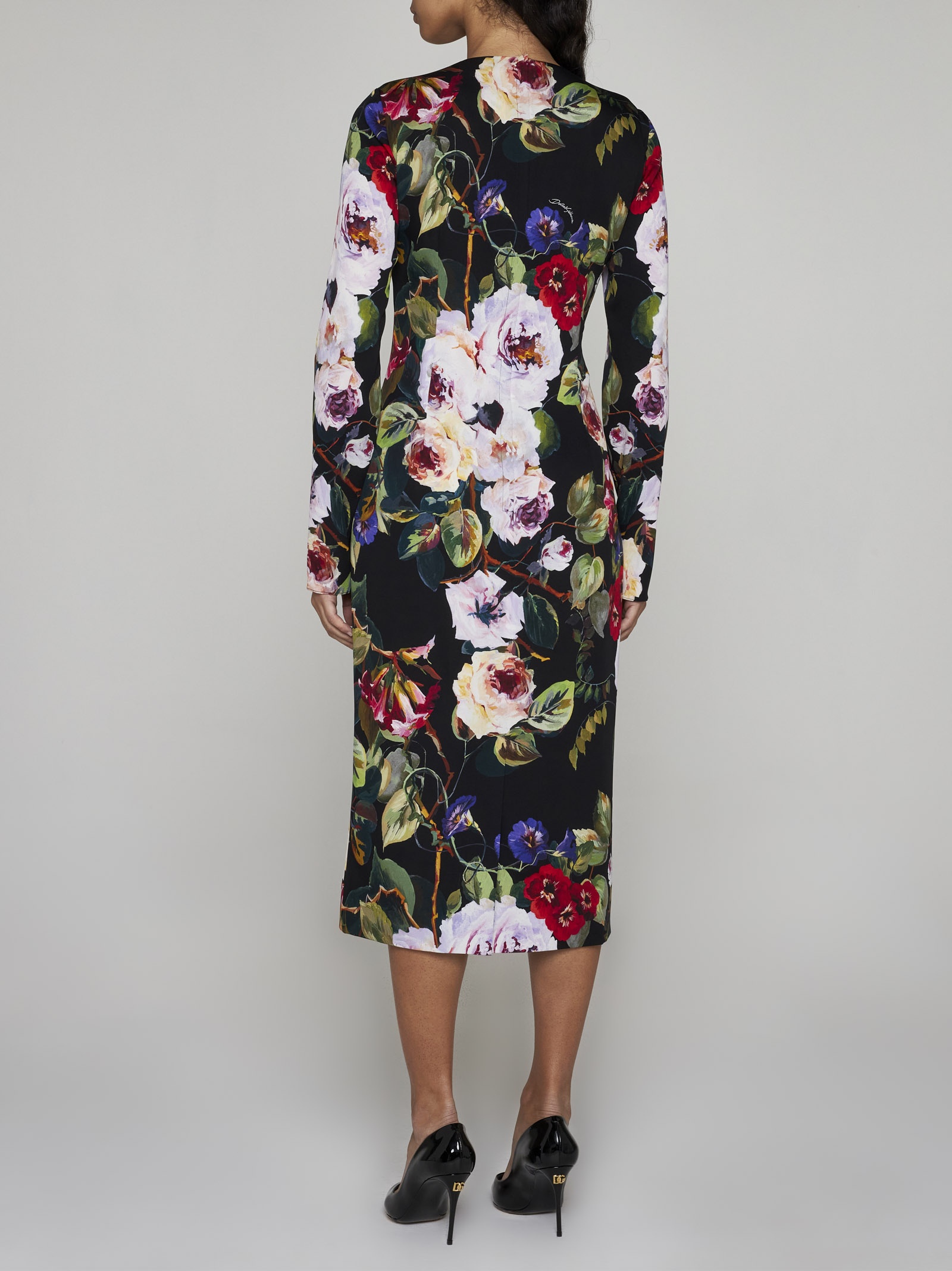 Floral print silk midi dress - 3