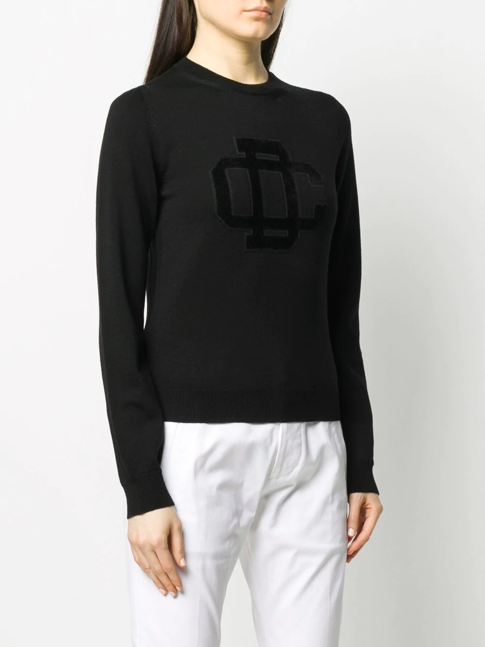 logo embossed wool blend jumper - 3