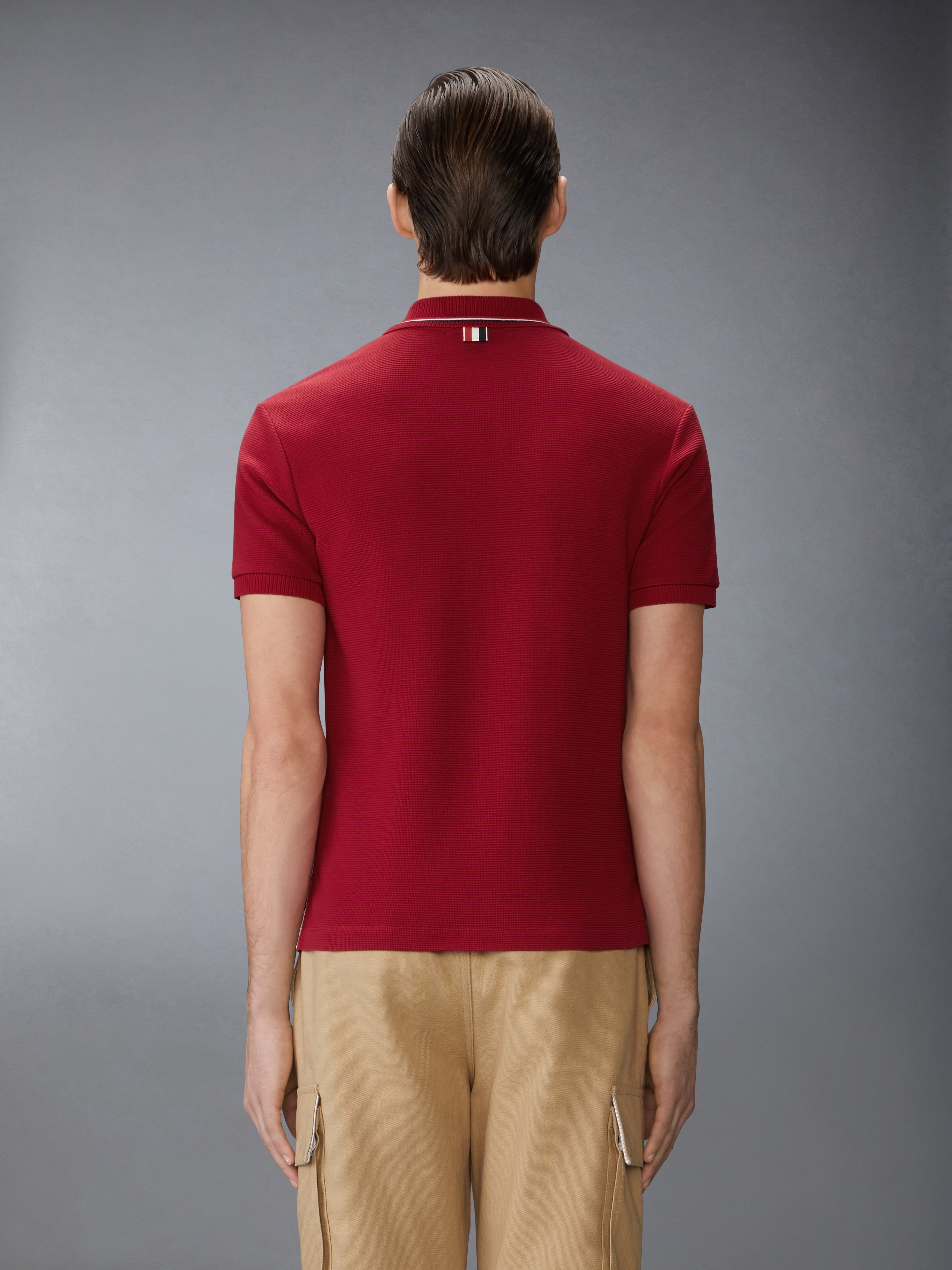COTTON WAFFLE RIB CUFF POLO - 3