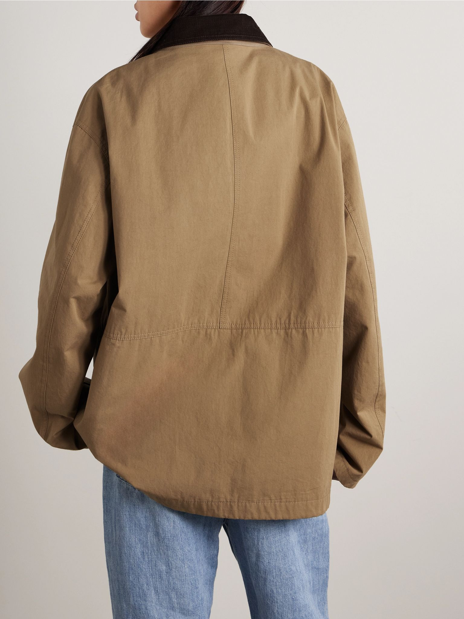 Frank corduroy-trimmed cotton-canvas jacket Tan - 3
