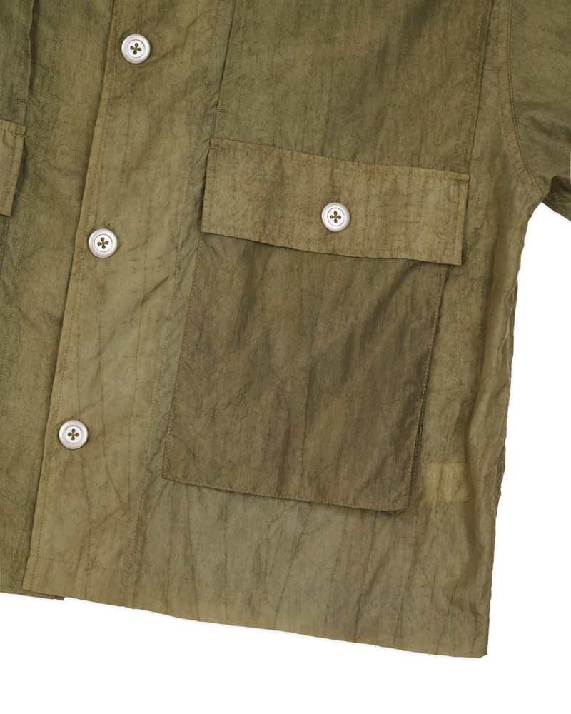 Cropped Nylon Button Up Shirt - Army 3