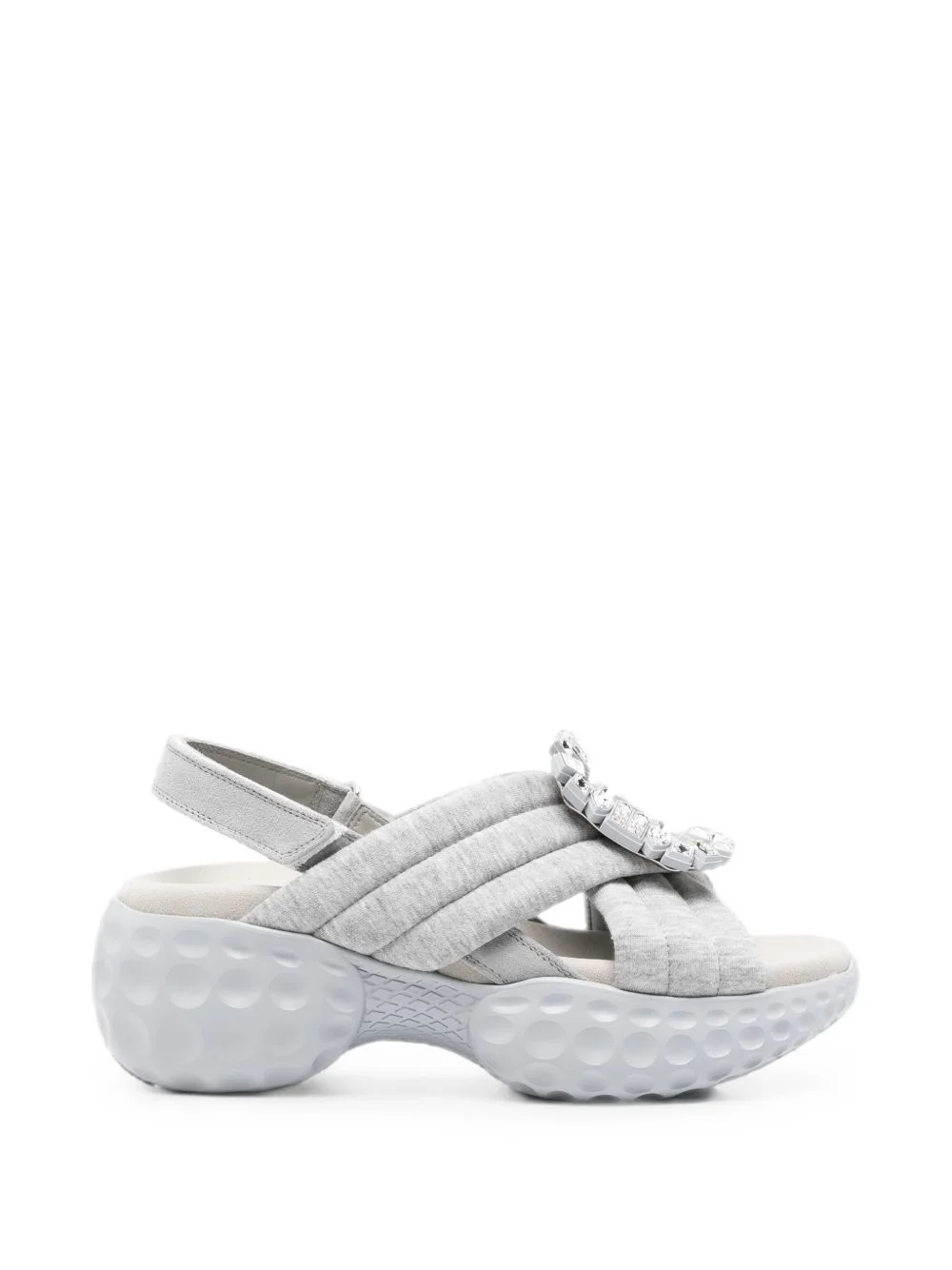 crystal-buckle quilted sandals - 1