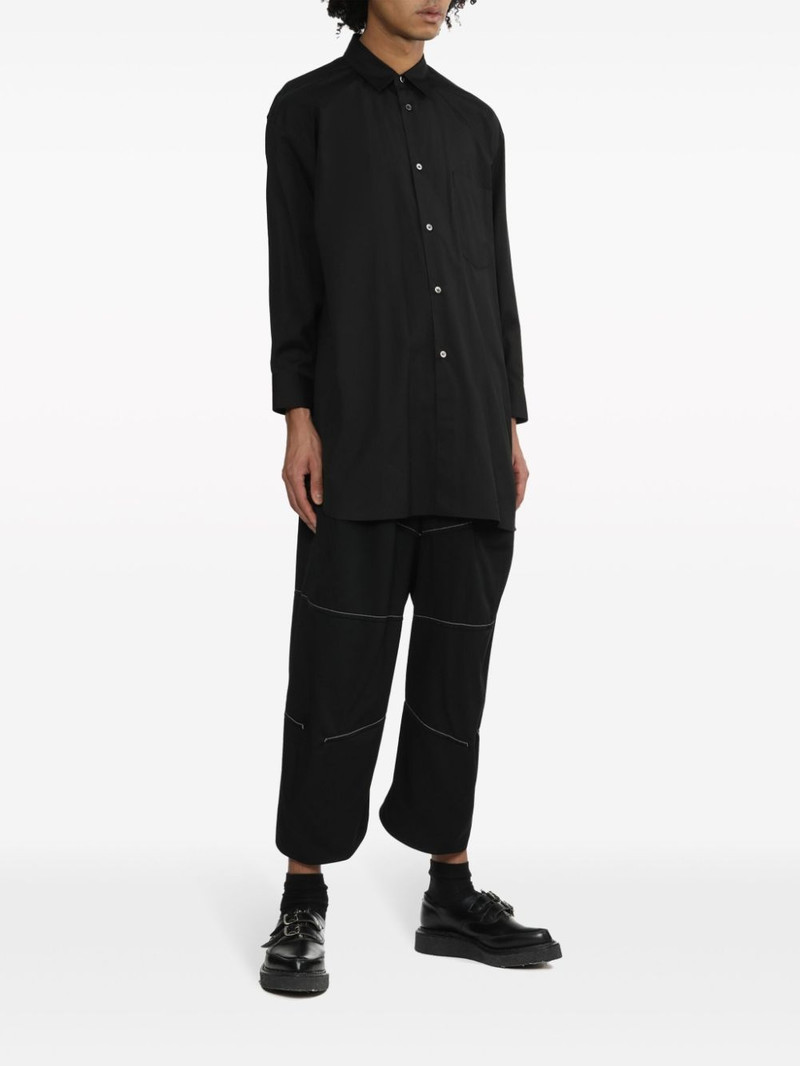 BLACK COMME des GARÇONS satin-panelled cotton shirt outlook