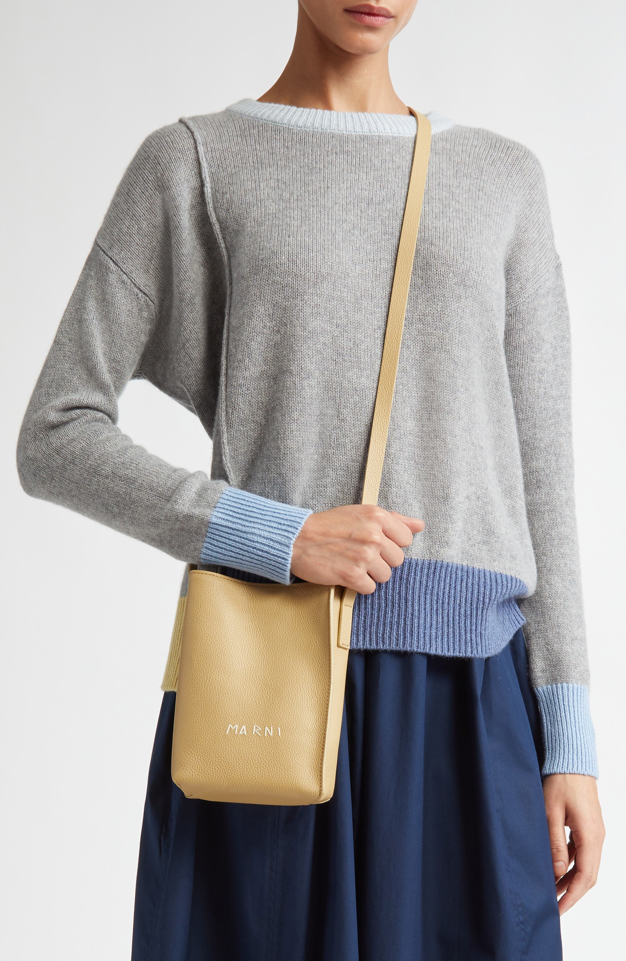 Marni Small Museo Leather Crossbody Bag in Tan at Nordstrom - 3