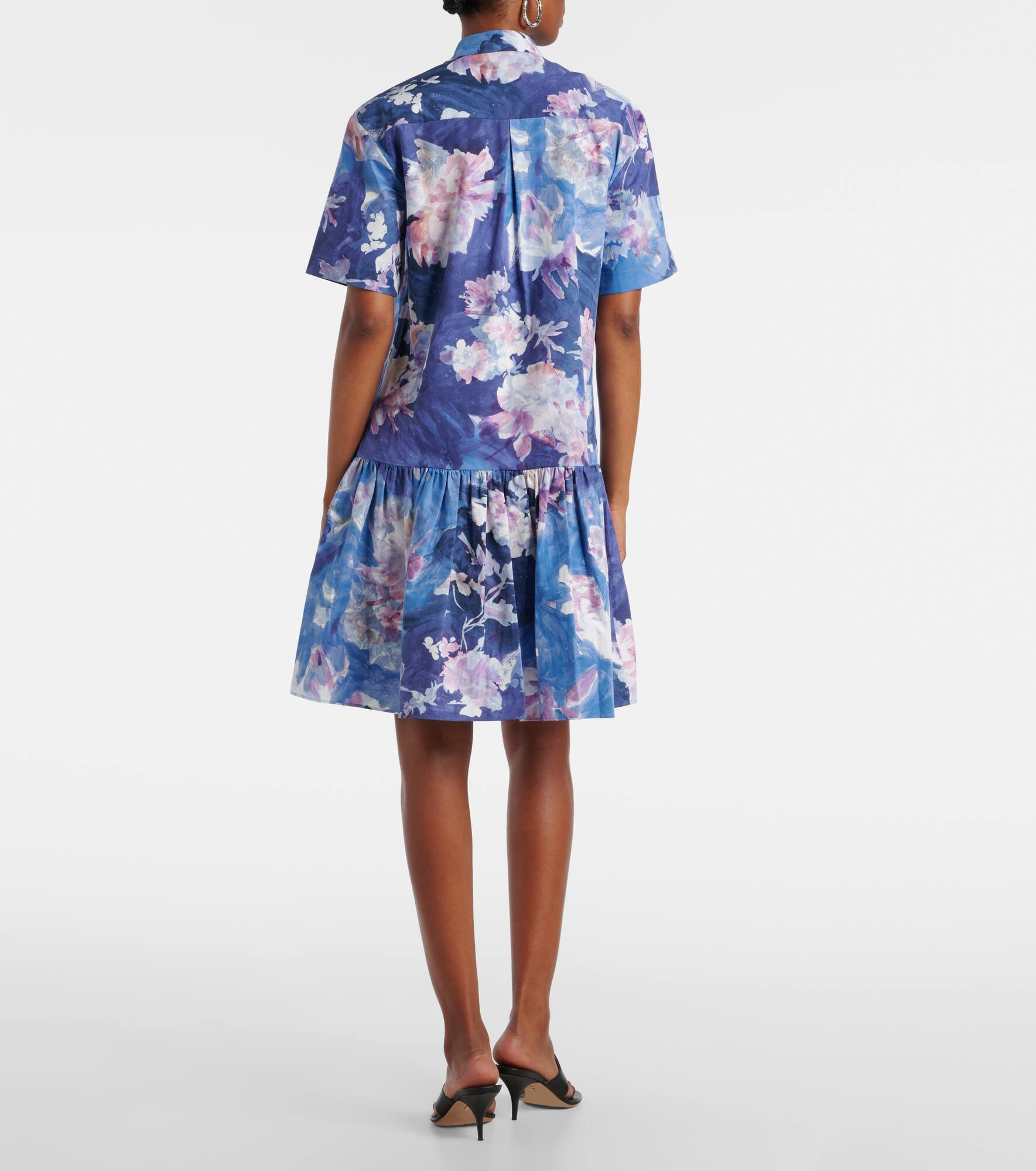 Floral peplum cotton poplin minidress - 3