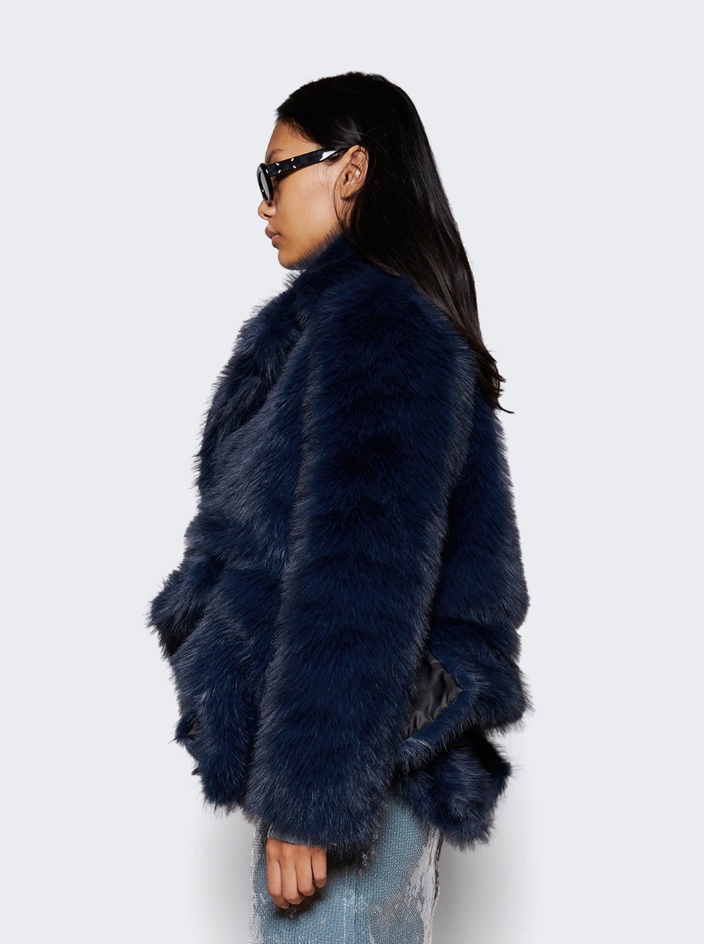 Faux Fur Jacket Navy - 4