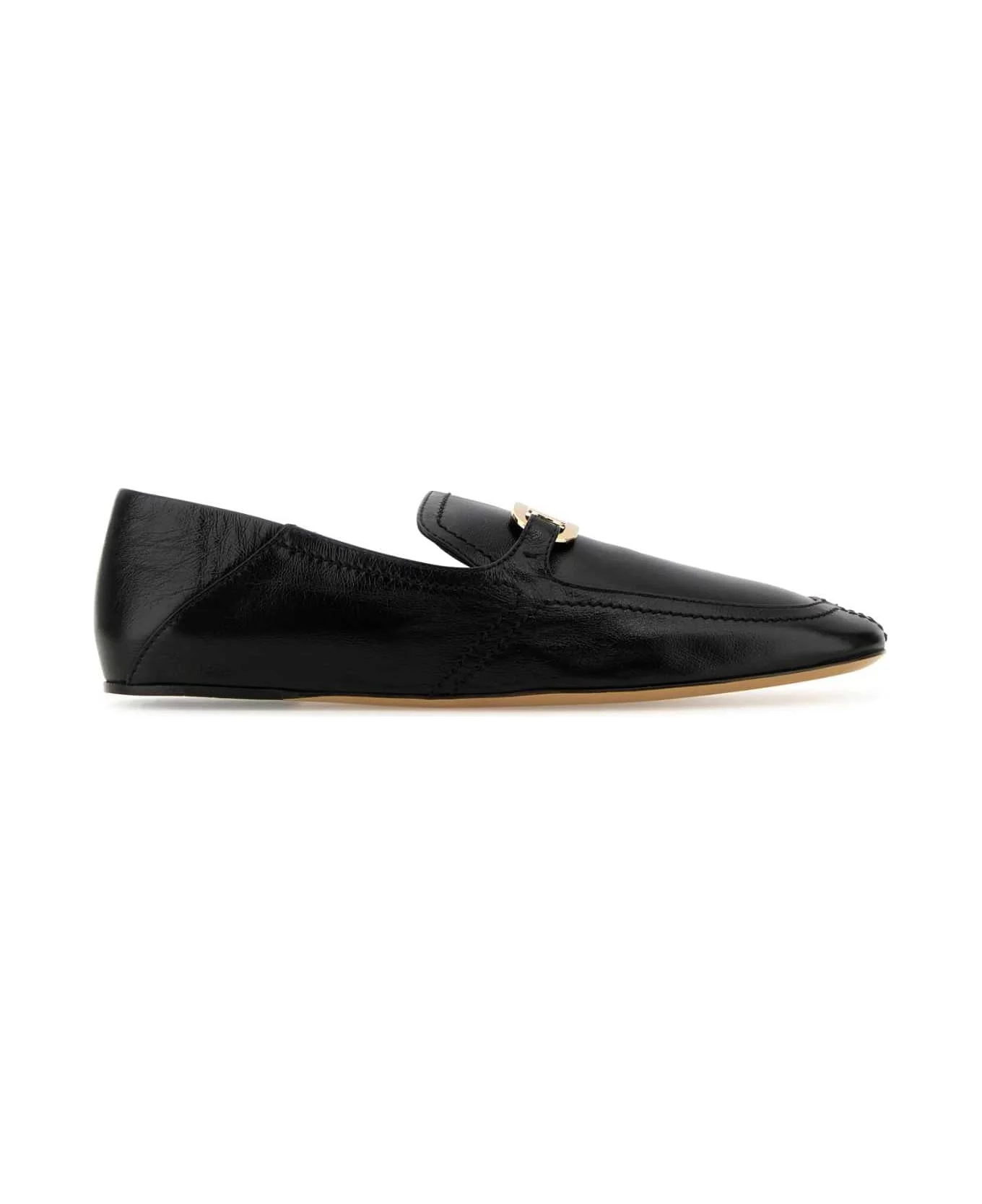 Black Leather Elaine Loafers - 1