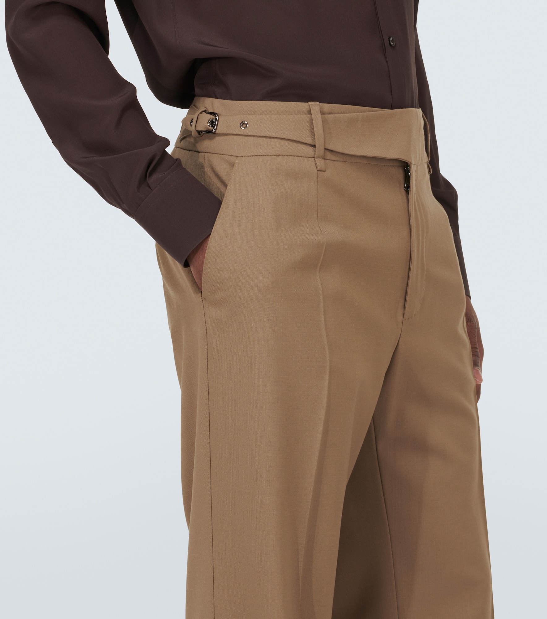 Wool-blend twill suit pants - 6