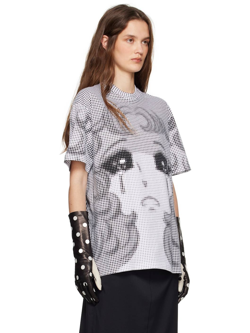 Black & White Pixel Crying Girl T-shirt - 2