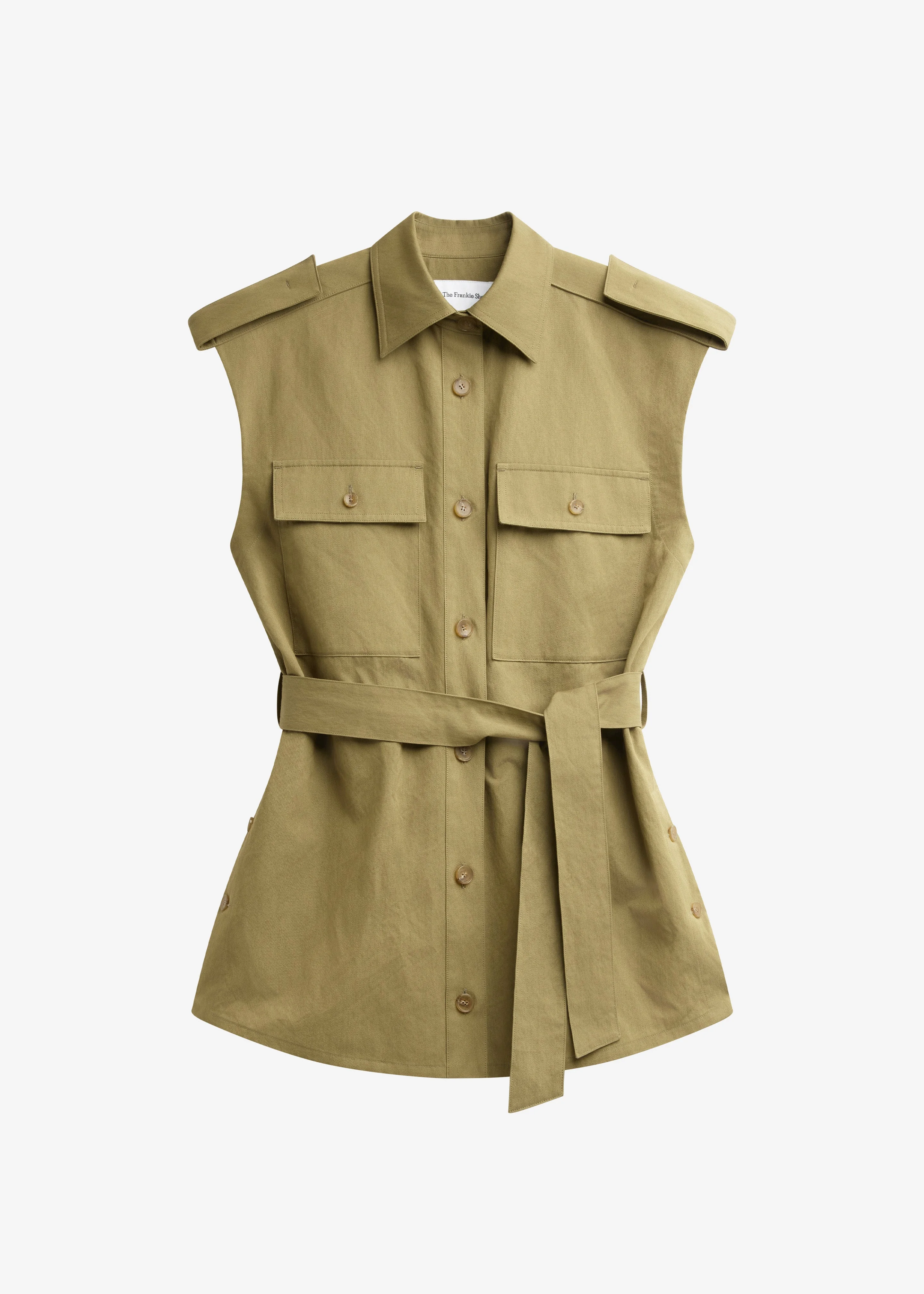 Sarah Sleeveless Cargo Mini Dress - Olive - 1