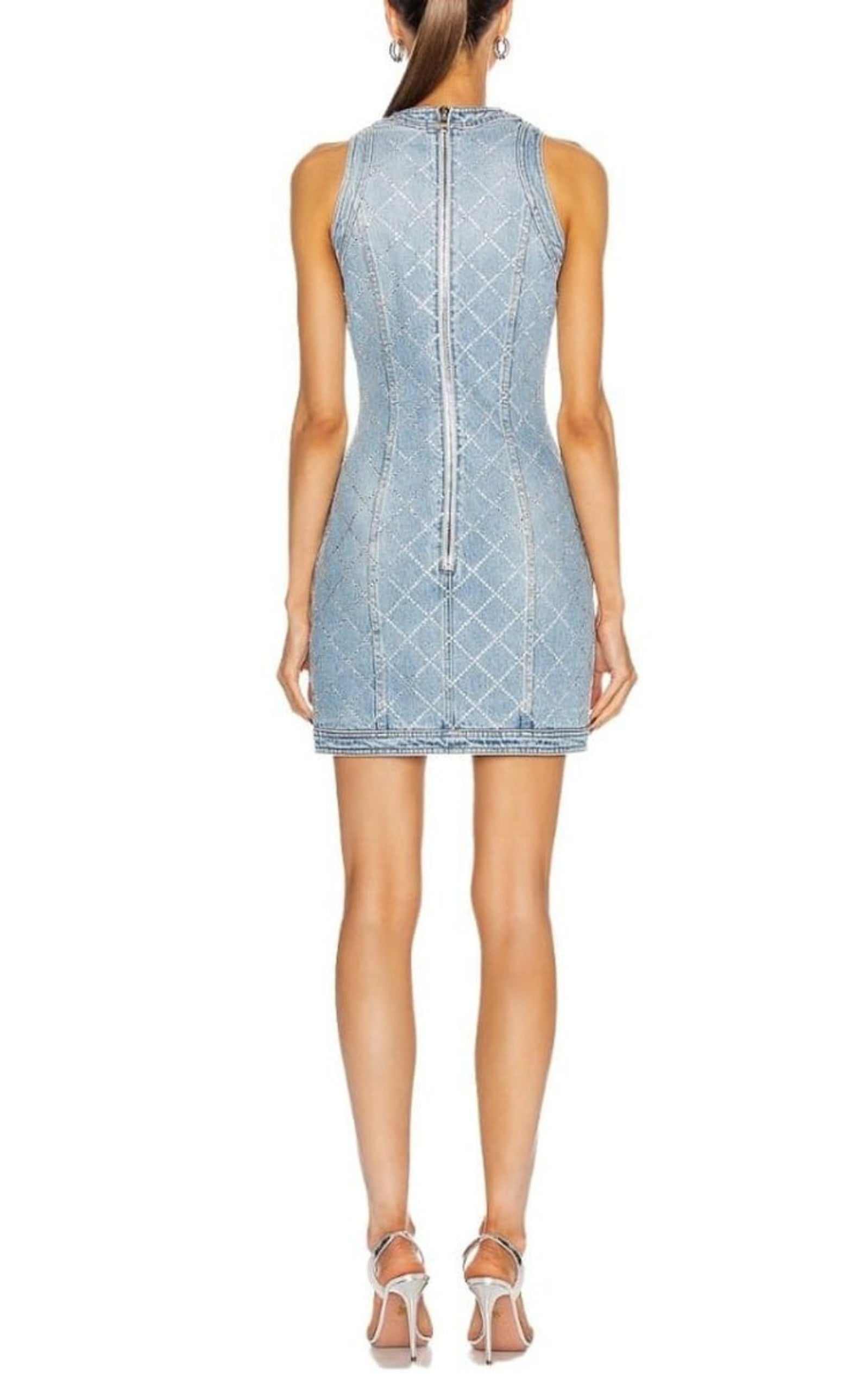 Embellished Denim Mini Dress - 4