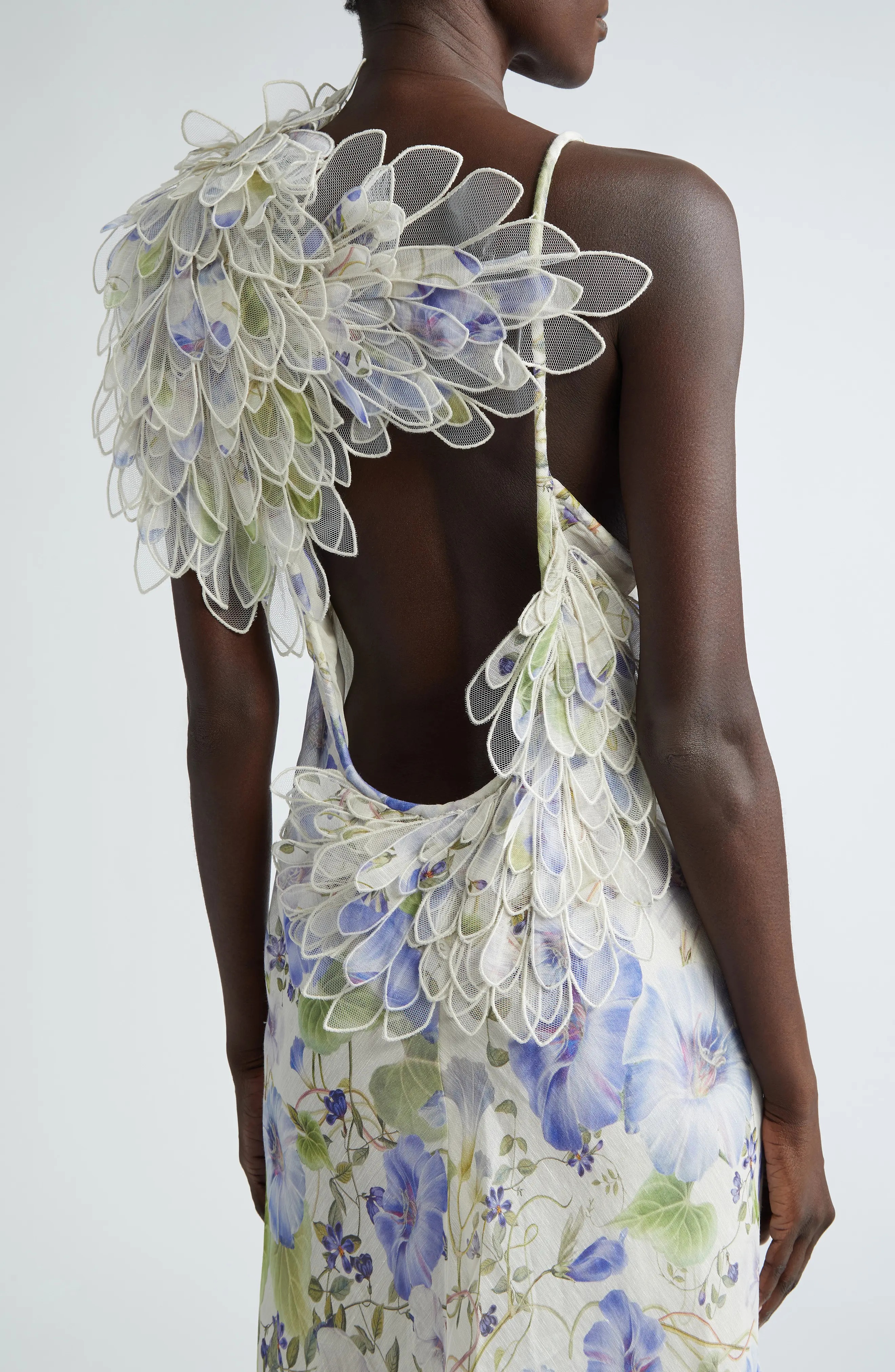 Natura Feather Detail Linen & Silk Gown - 4
