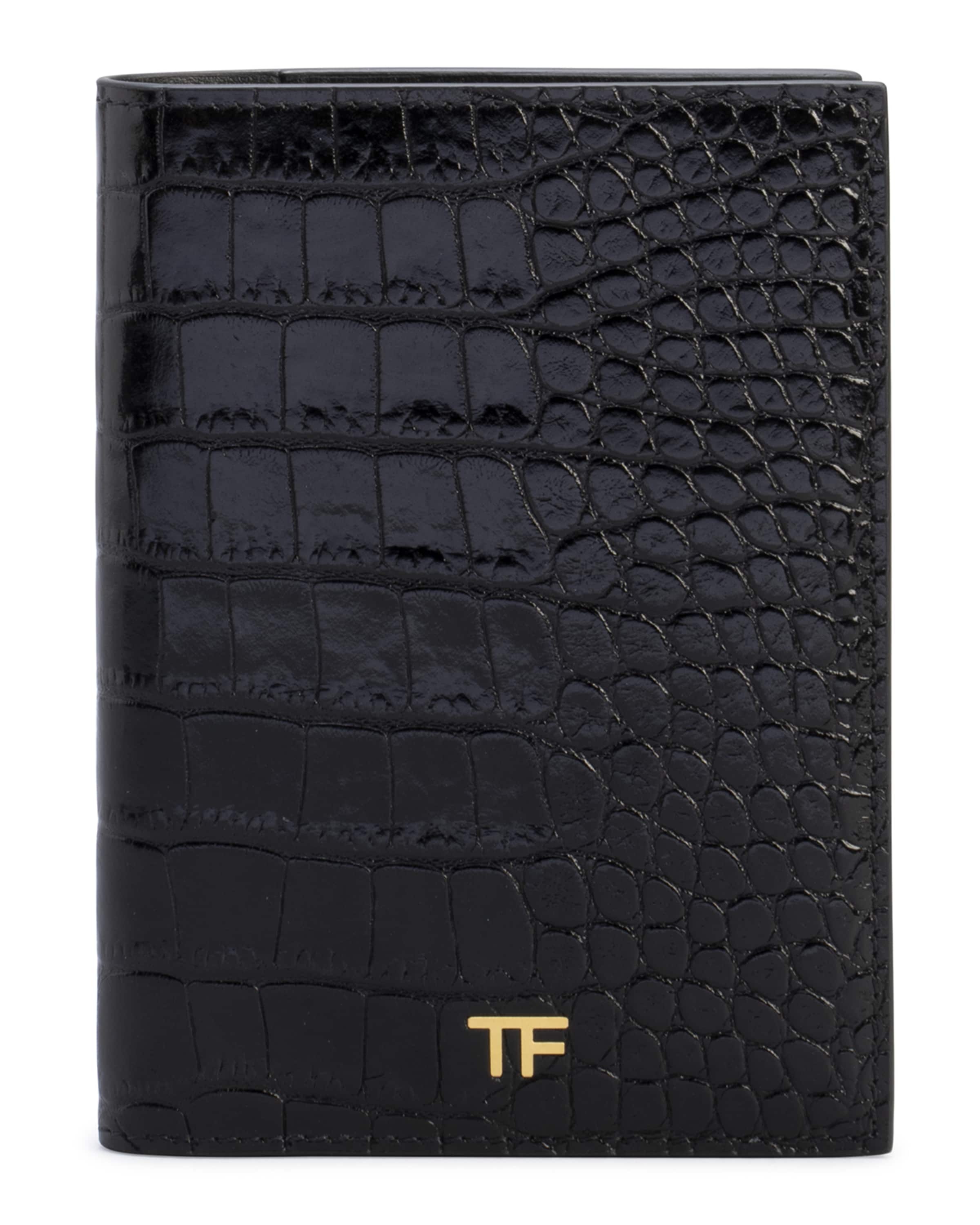 TF Croc-Embossed Leather Passport Holder - 1