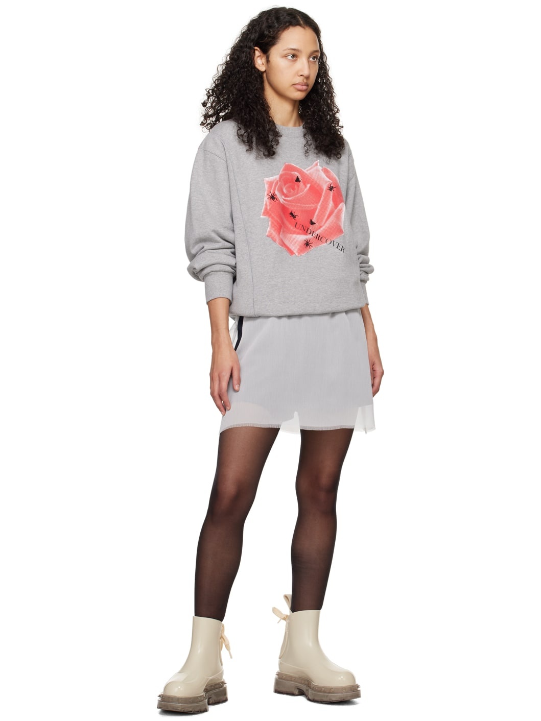 Gray Floral Sweatshirt - 4