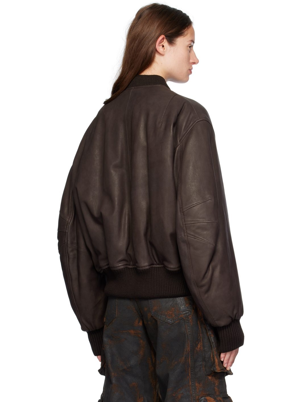 SSENSE Exclusive Brown Anja Leather Jacket - 3