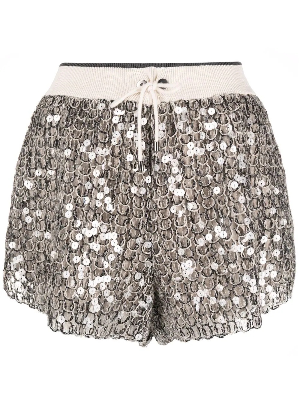 sequin-embellished silk shorts - 1