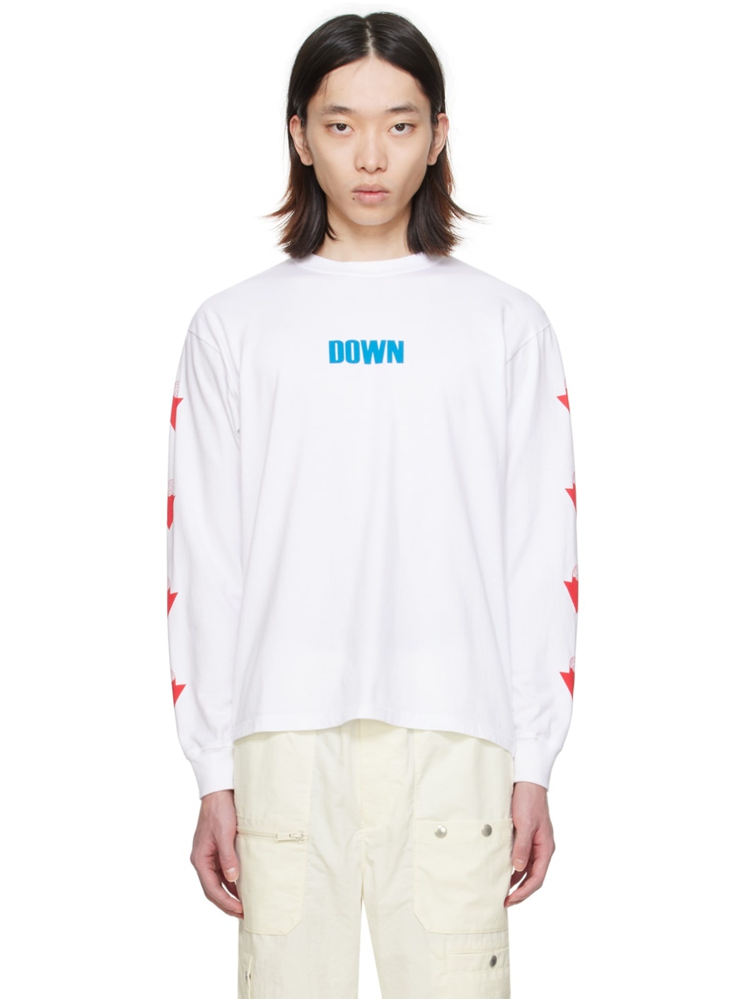 White Printed Long Sleeve T-Shirt - 1