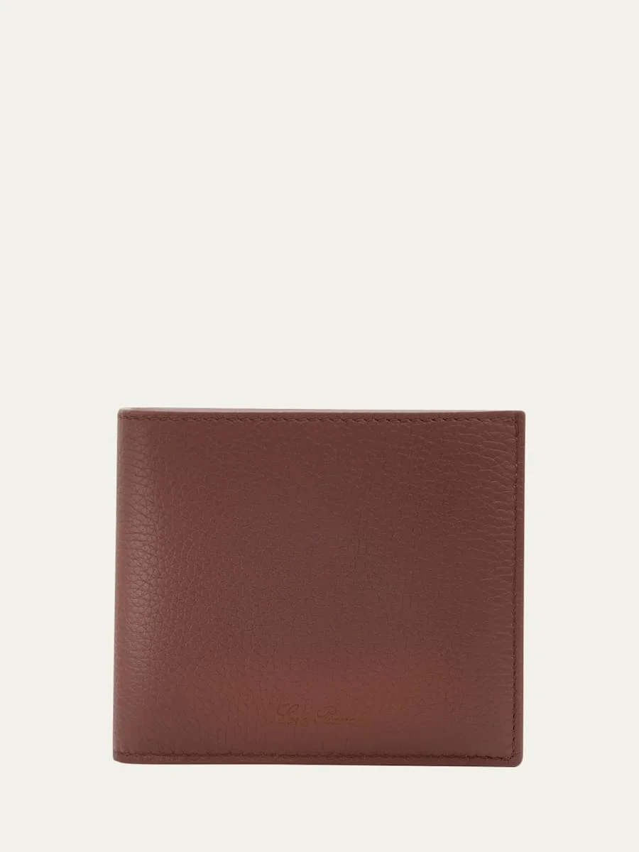Men's Grained Leather Bifold Wallet - 1