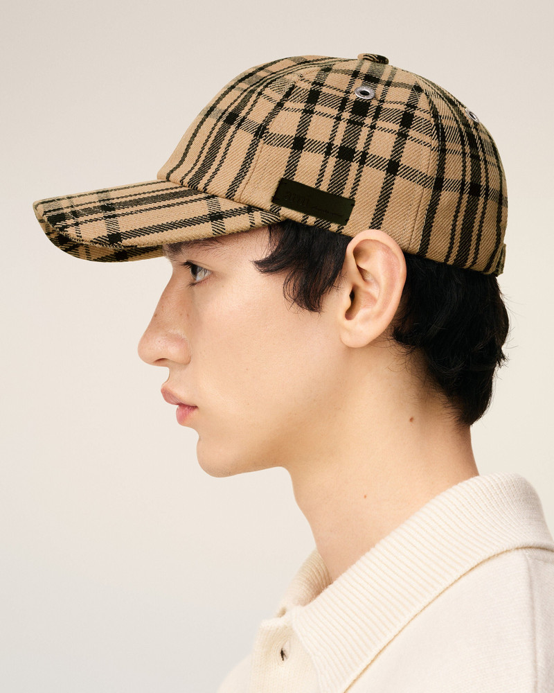 BROWN WOOL CHECKED PATCH CAP 5