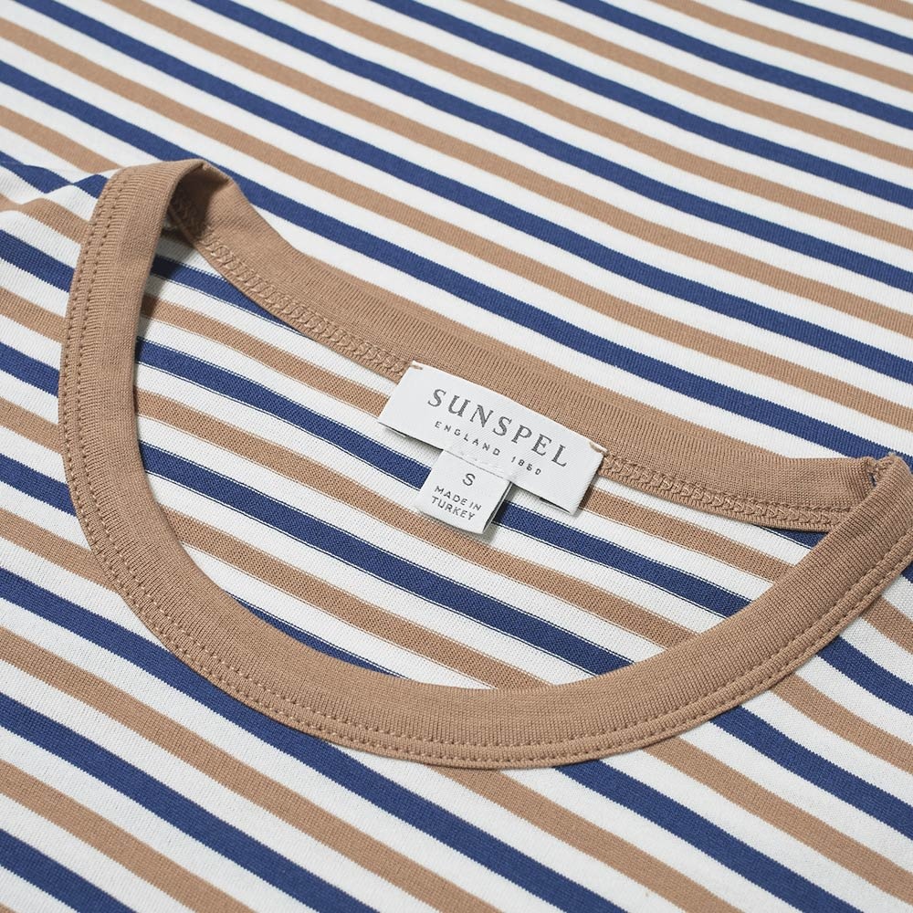 Sunspel English Stripe Contrast Rib Tee - 2