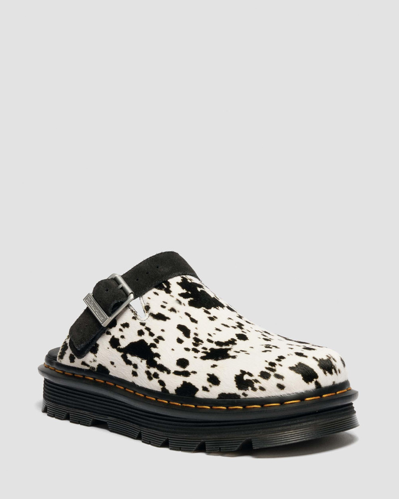 Zebzag Dalmatian Hair On Leather Slingback Platform Mules 5