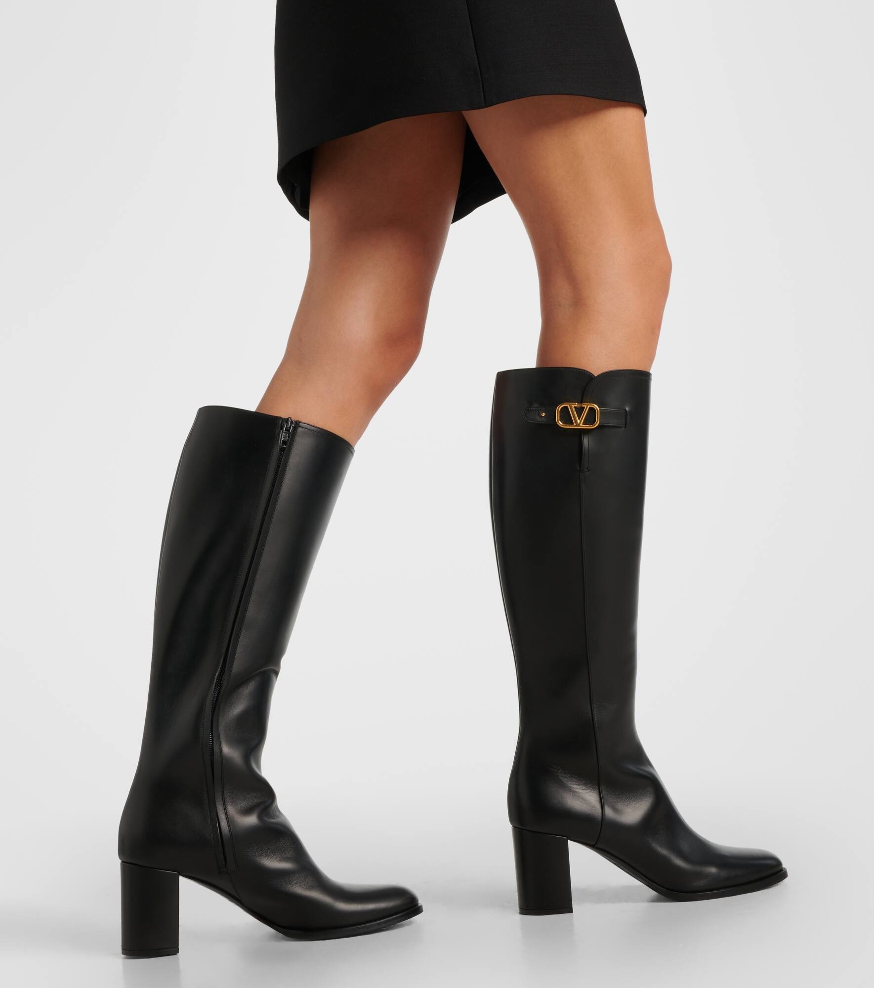 VLogo Signature leather knee-high boots - 3