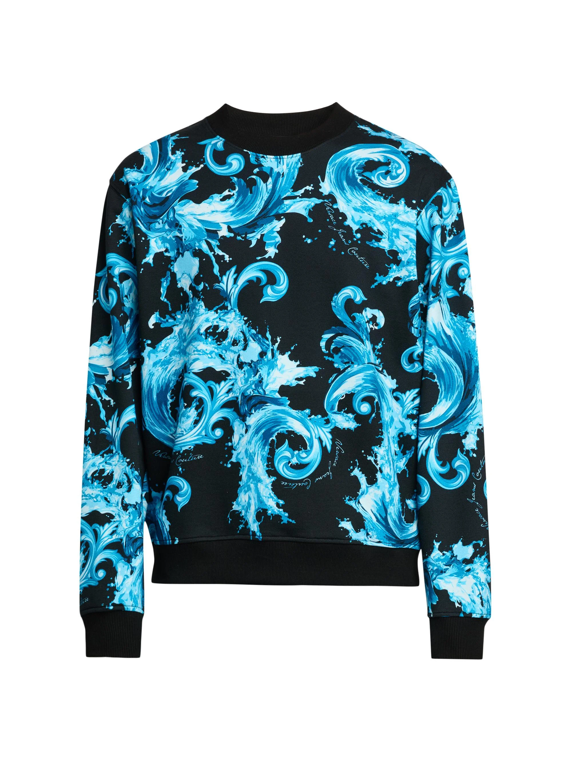 Men's Filigree Stretch-Cotton Crewneck Sweatshirt - Black - 1