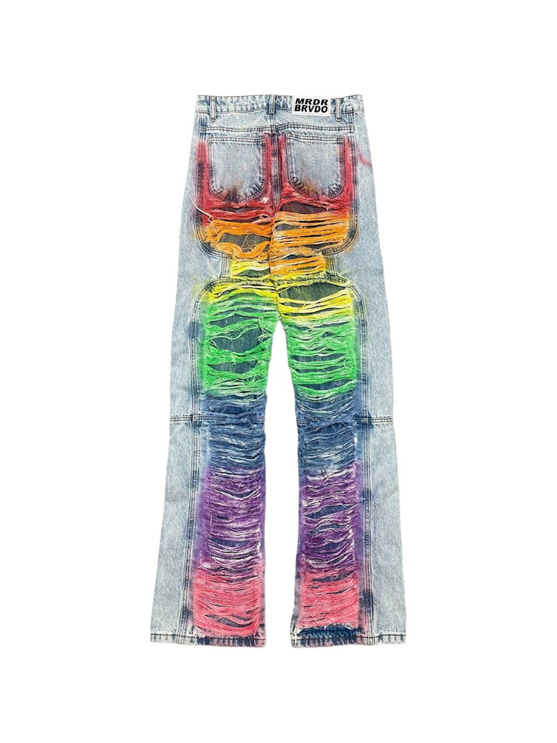 WHO DECIDES WAR ROYGBIV distressed signature jeans outlook