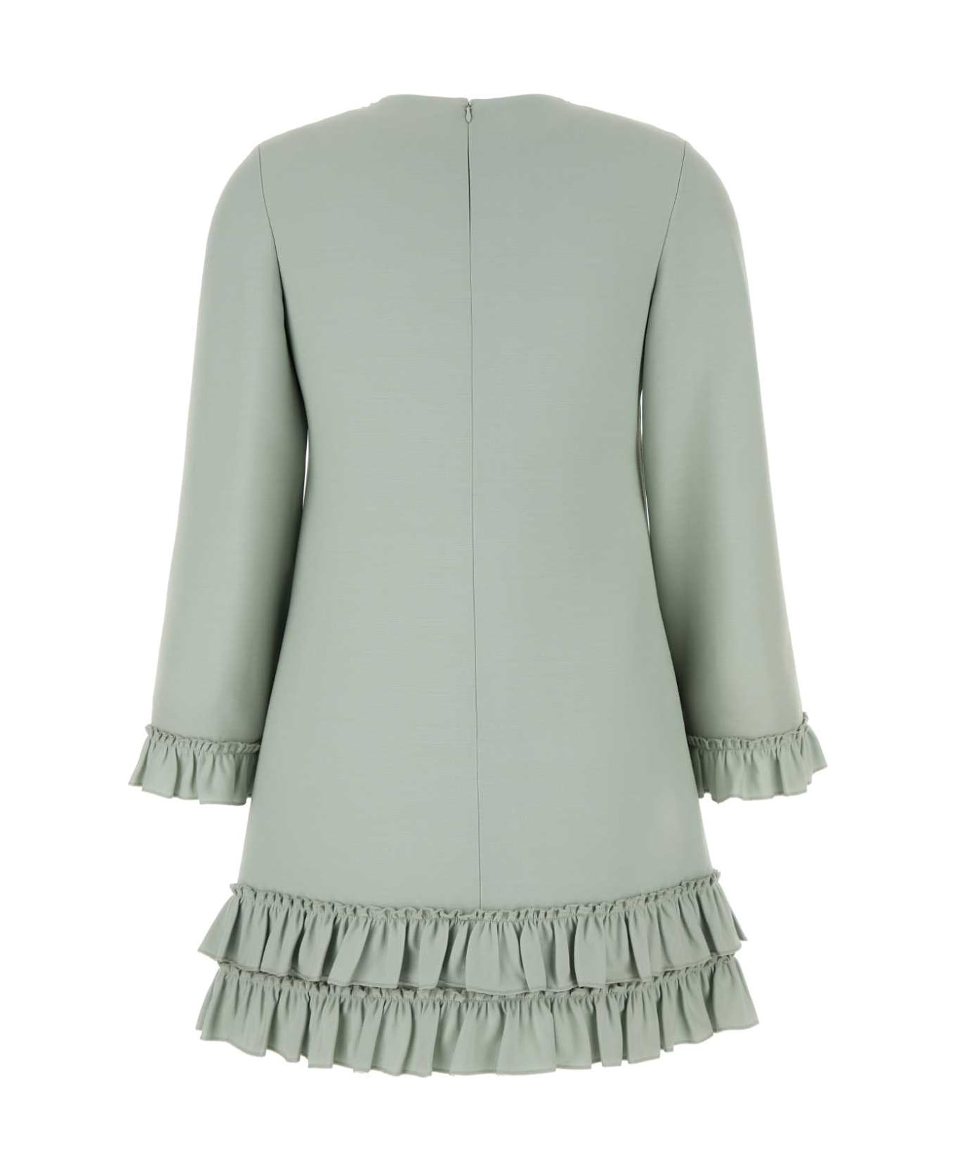 Mint Green Wool Blend Mini Dress - 2