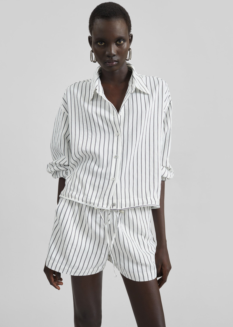 Manisa Mini Shorts - White/Black Stripe 4