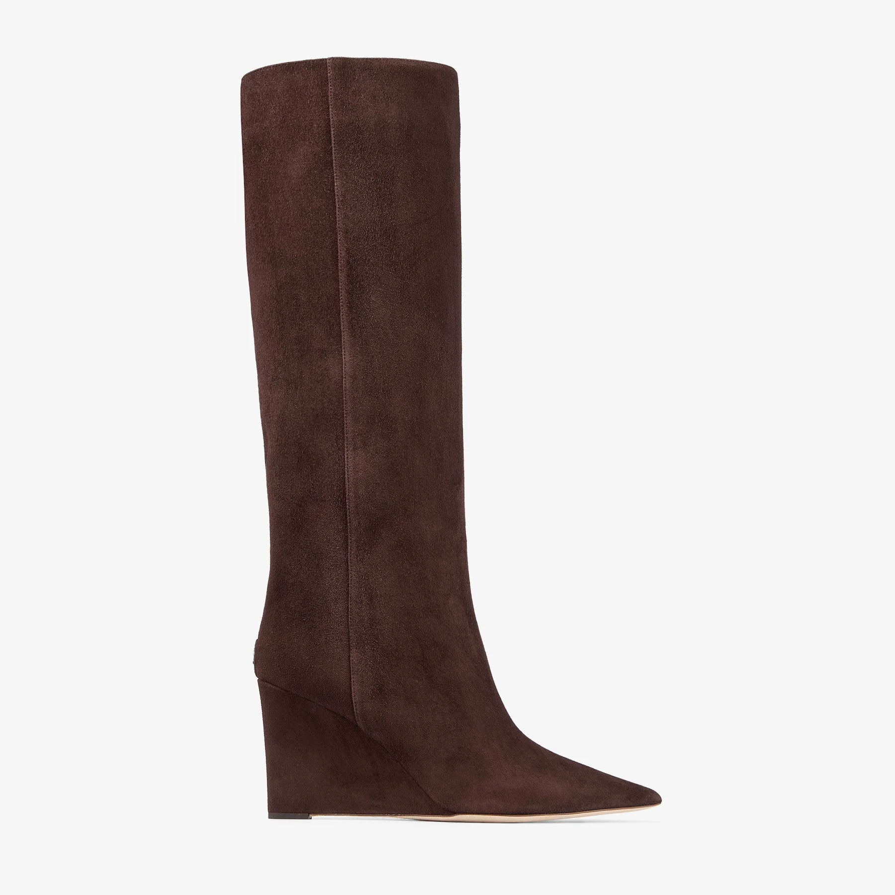 Blake Knee Boot 85 Chocolate Suede Knee-High Boots with Wedge Heel - 1