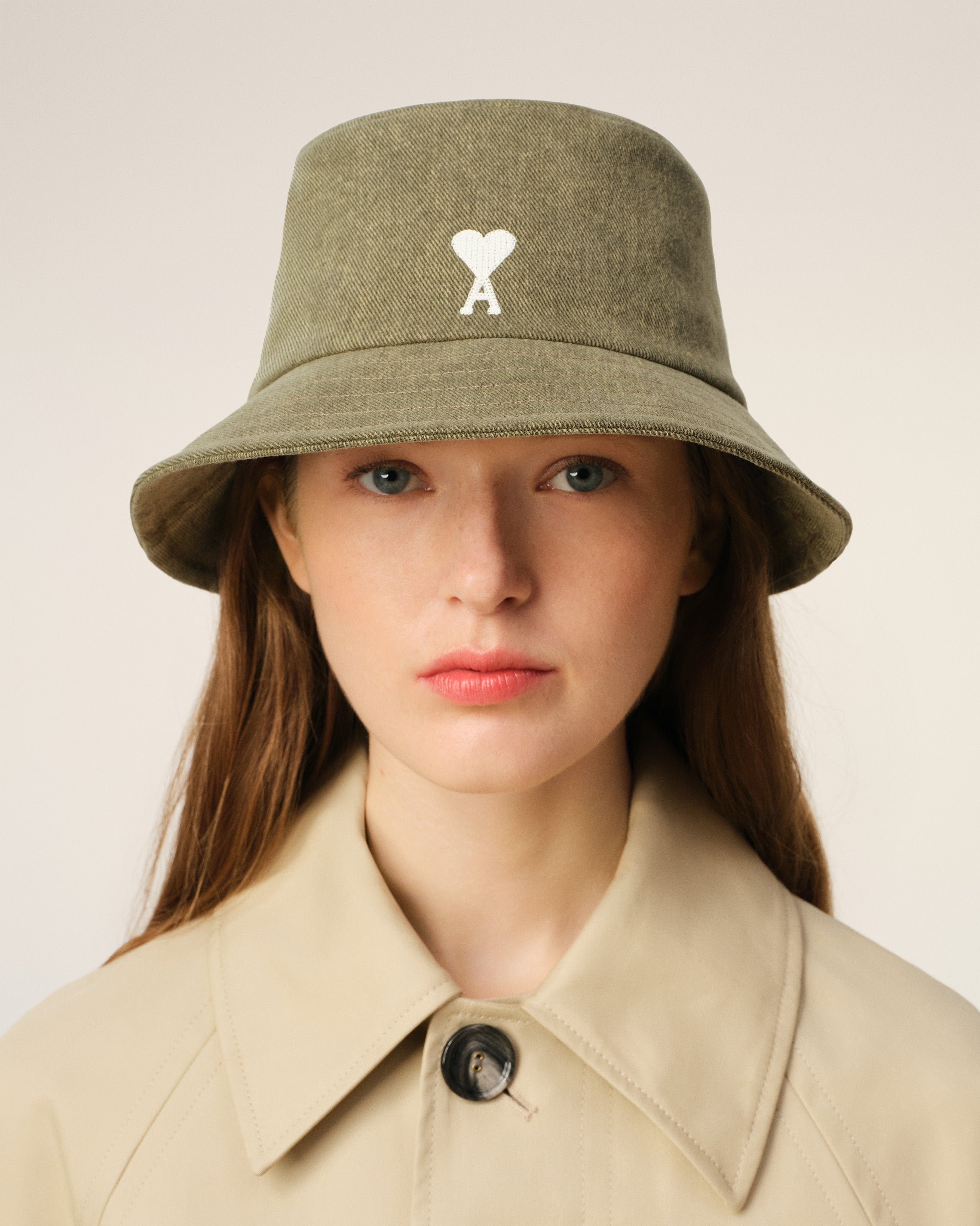 GREEN COTTON AMI DE COEUR EMBROIDERY BUCKET HAT - 2