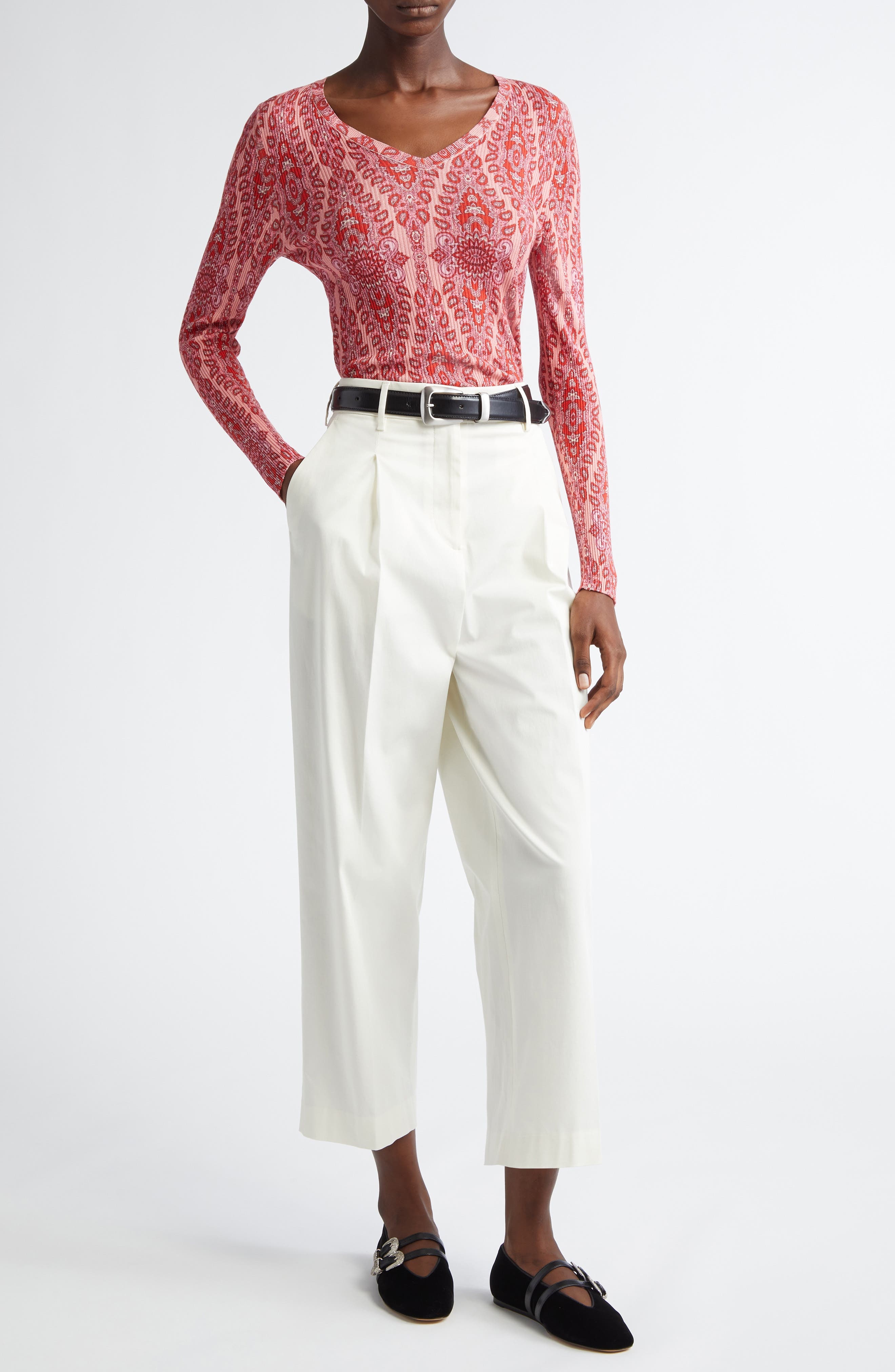 Etro Paisley Rib Sweater in Stampa F.do Rosa at Nordstrom - 2