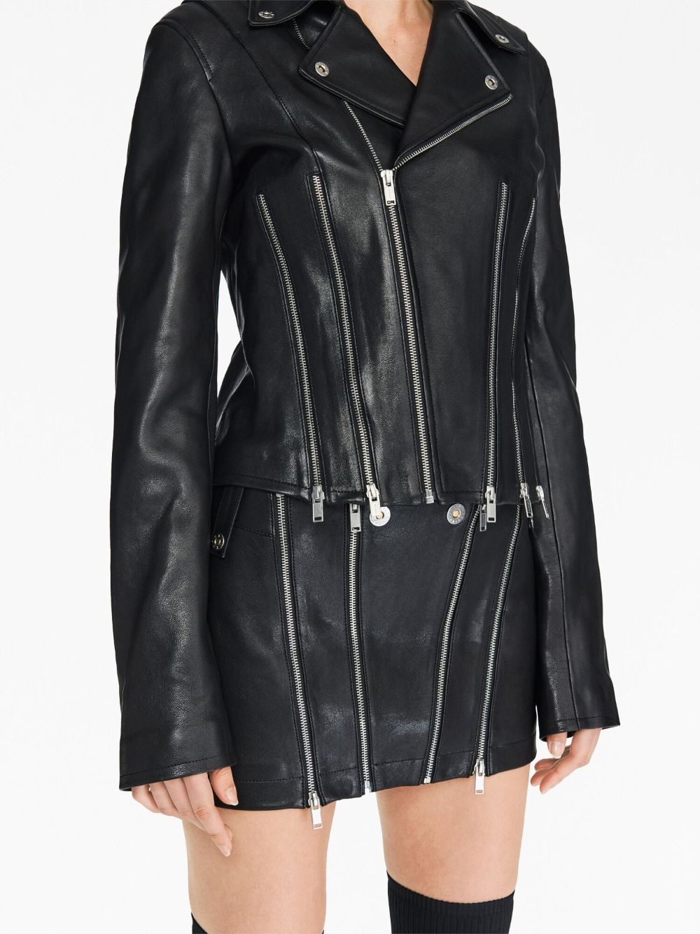 zip-detailing leather skirt - 5