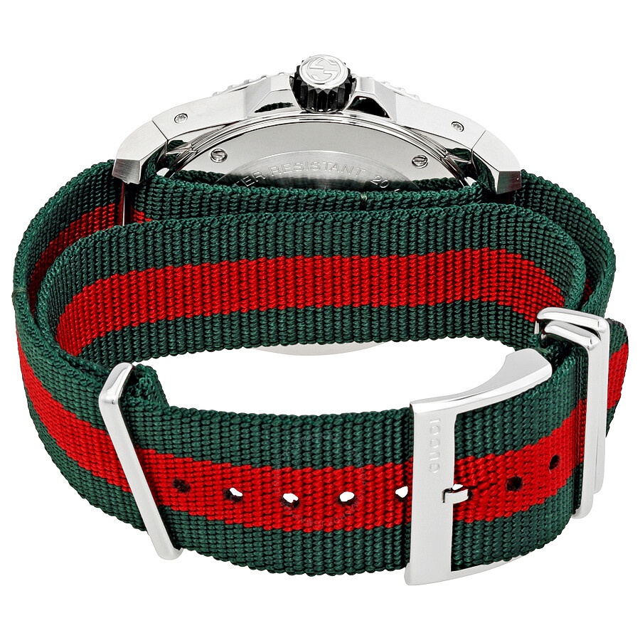 Gucci Dive Black Dial Green and Red Nylon Men's Watch YA136209 - 3