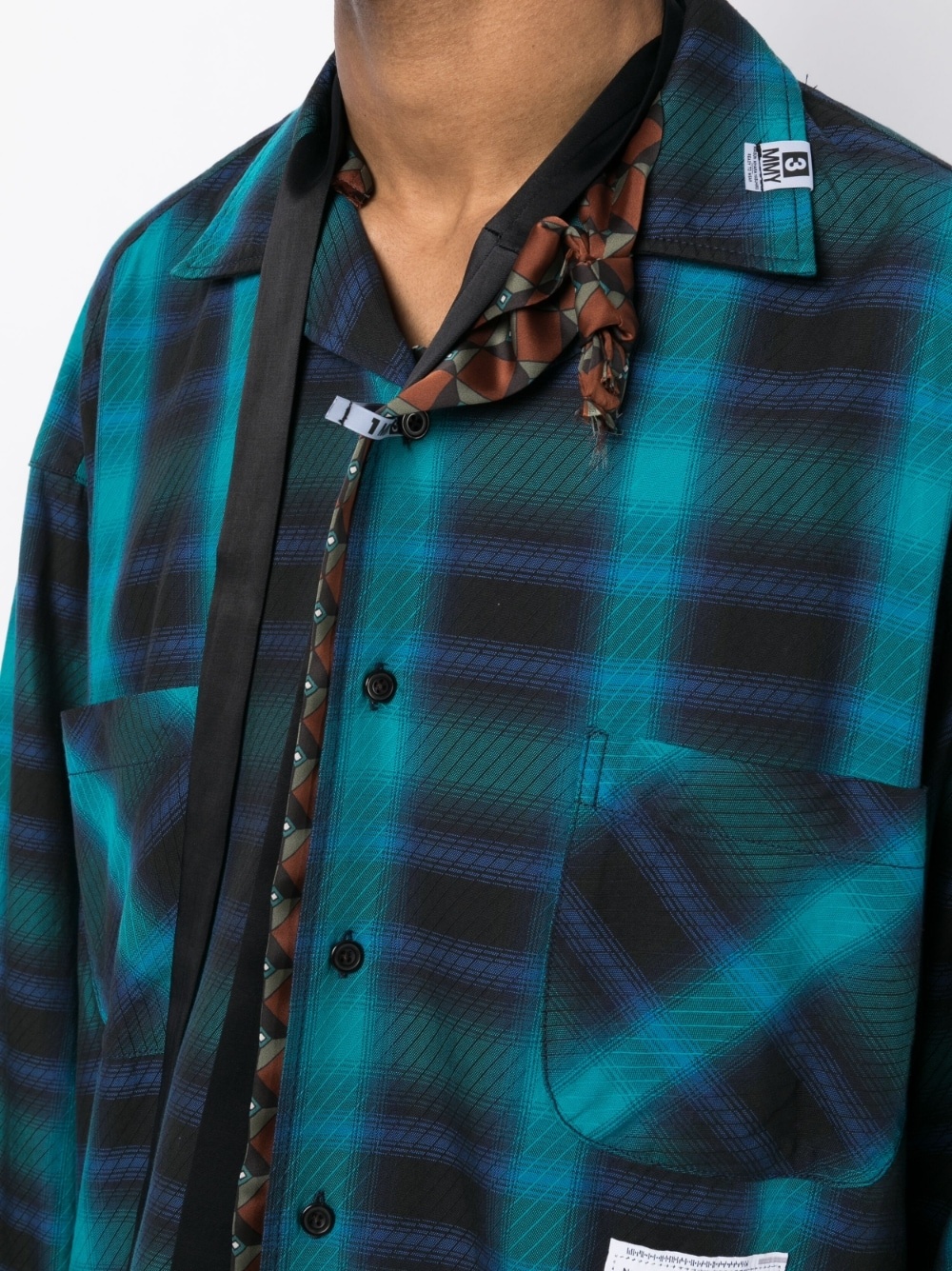plaid-check print cotton shirt - 5