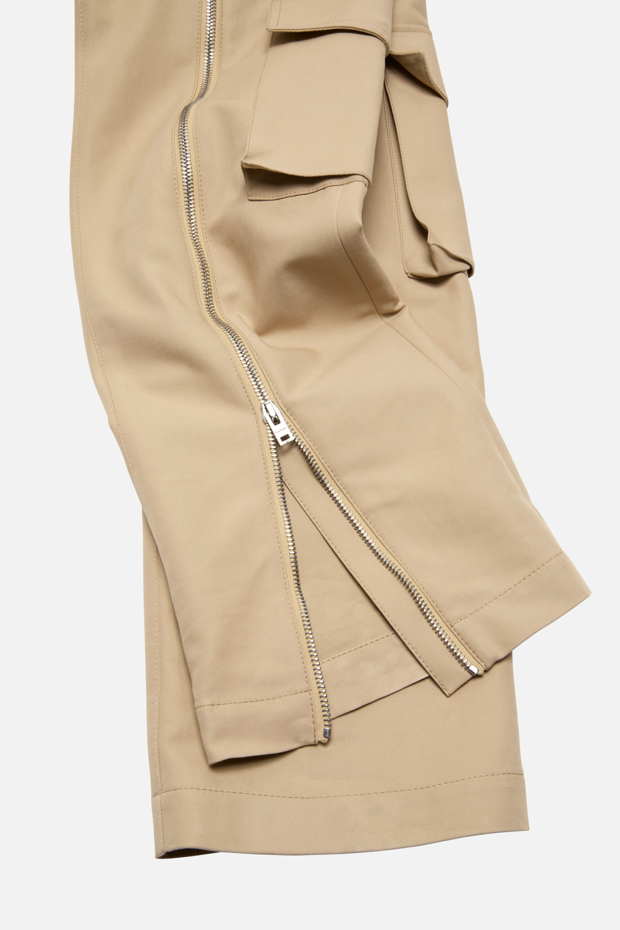Layered satin trousers - Beige - 5