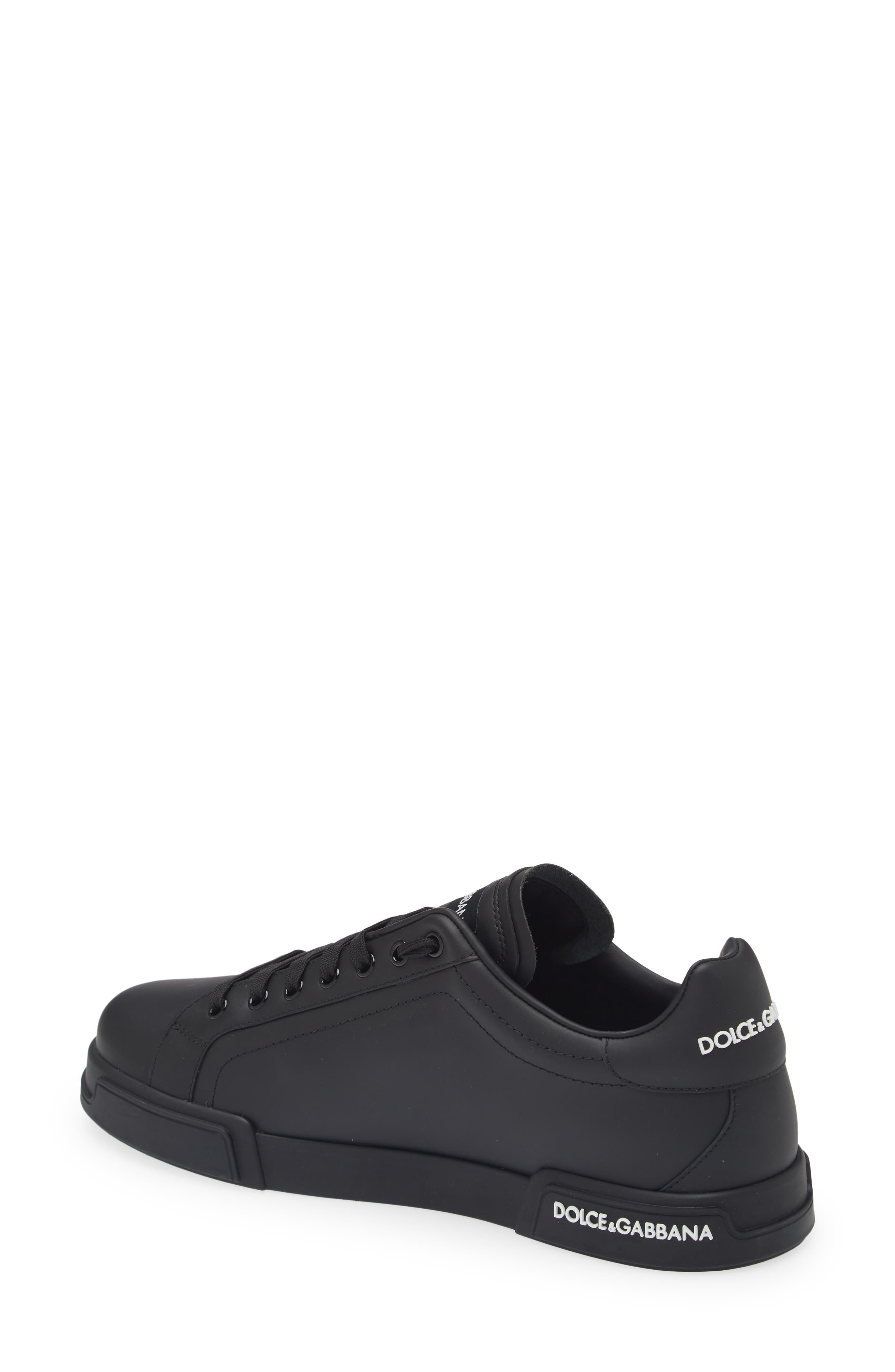 Dolce&Gabbana Portofino Logo Detail Sneaker in Black/Black at Nordstrom - 2