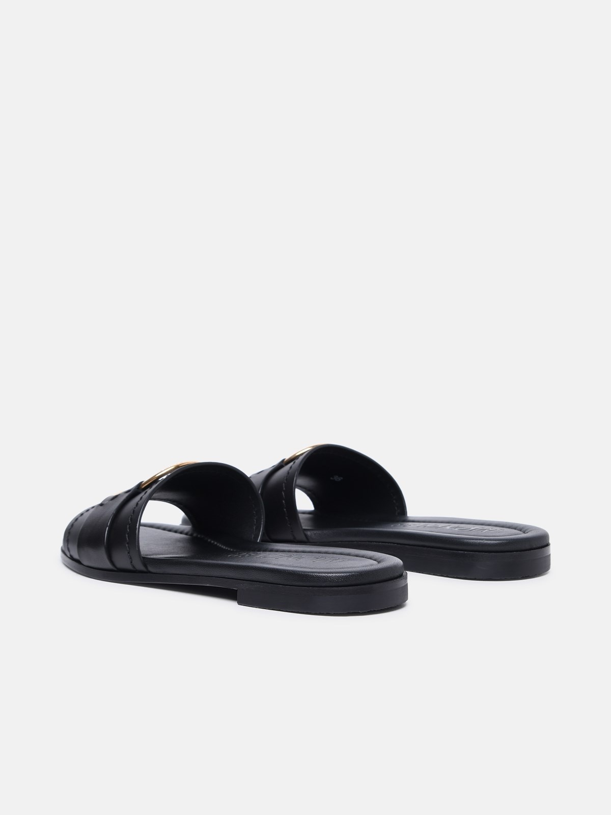 Moncler ◆ Bell Leather Slippers Moncler Bell Leather Slides | Black | FARFETCH