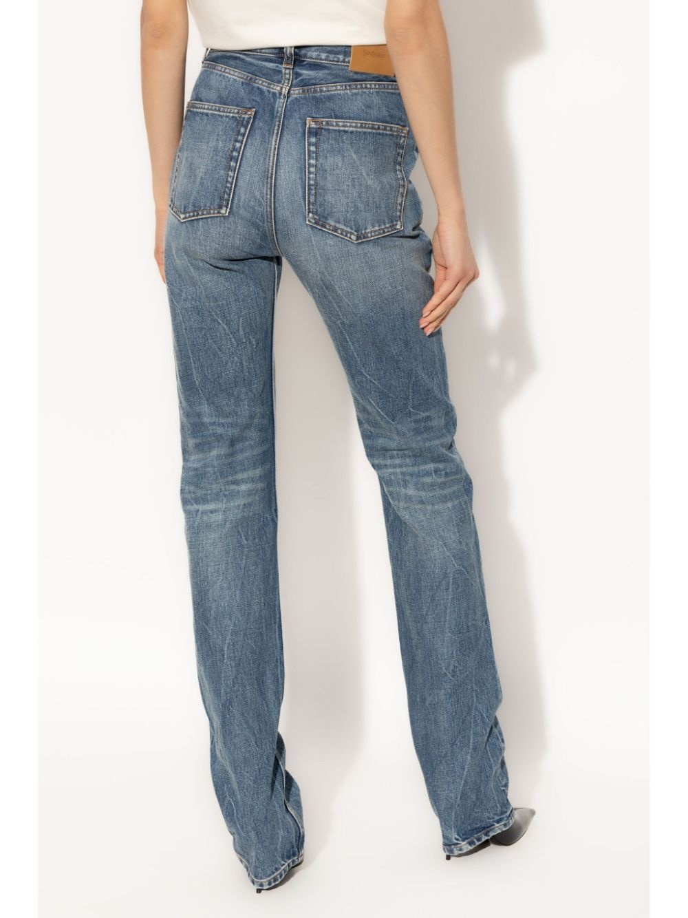 logo-patch straight jeans - 4