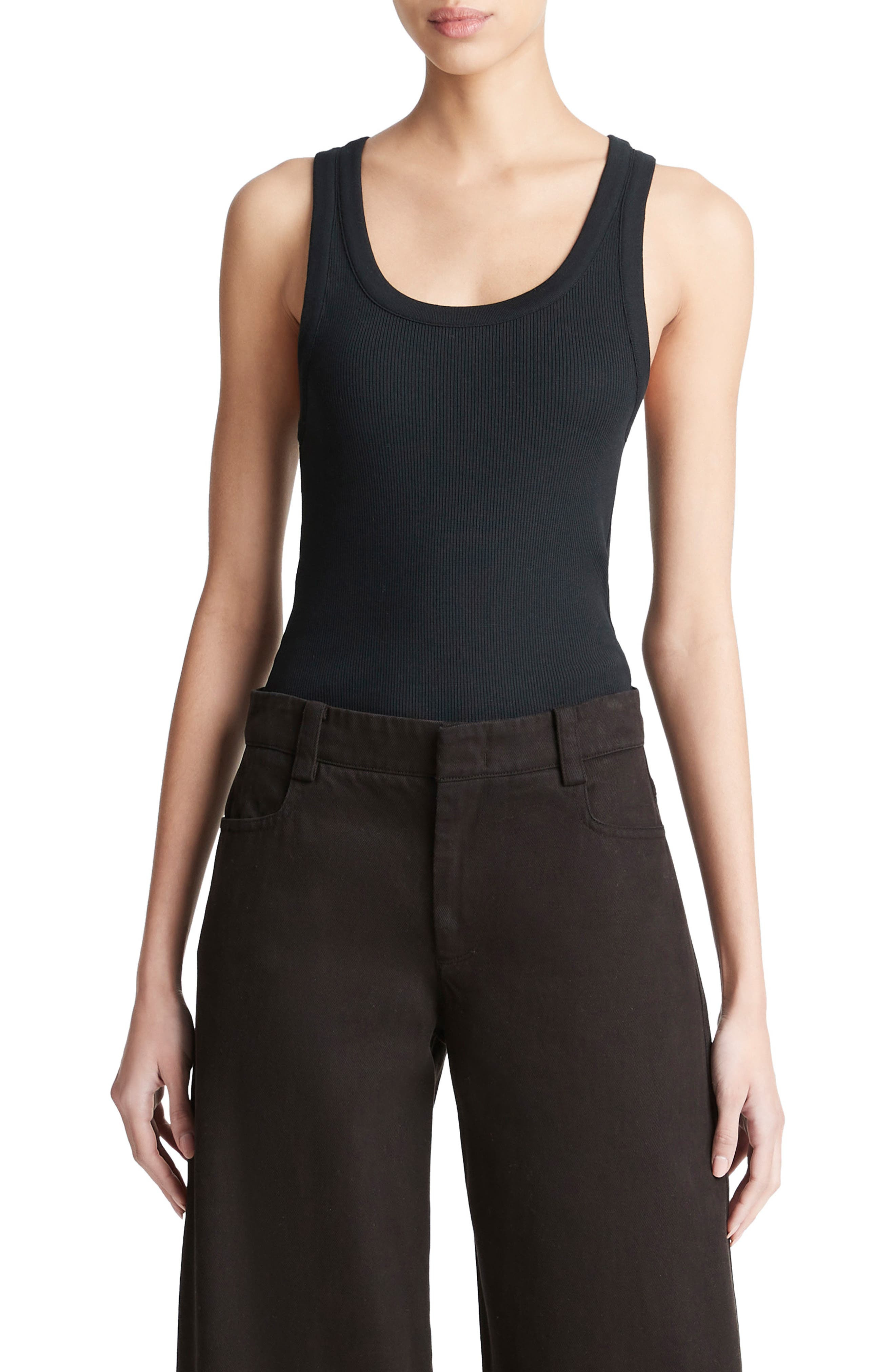 Scoop Neck Rib Tank - 1